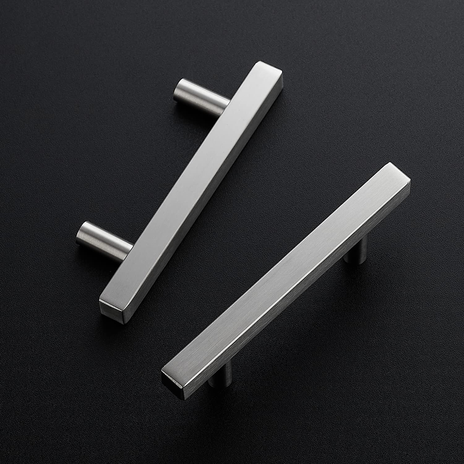 Ravinte 5-Pack 3.75 Inch Brushed Nickel Square Cabinet Pulls - Stainless Steel Kitchen Cabinet Handles & Drawer Pulls (6