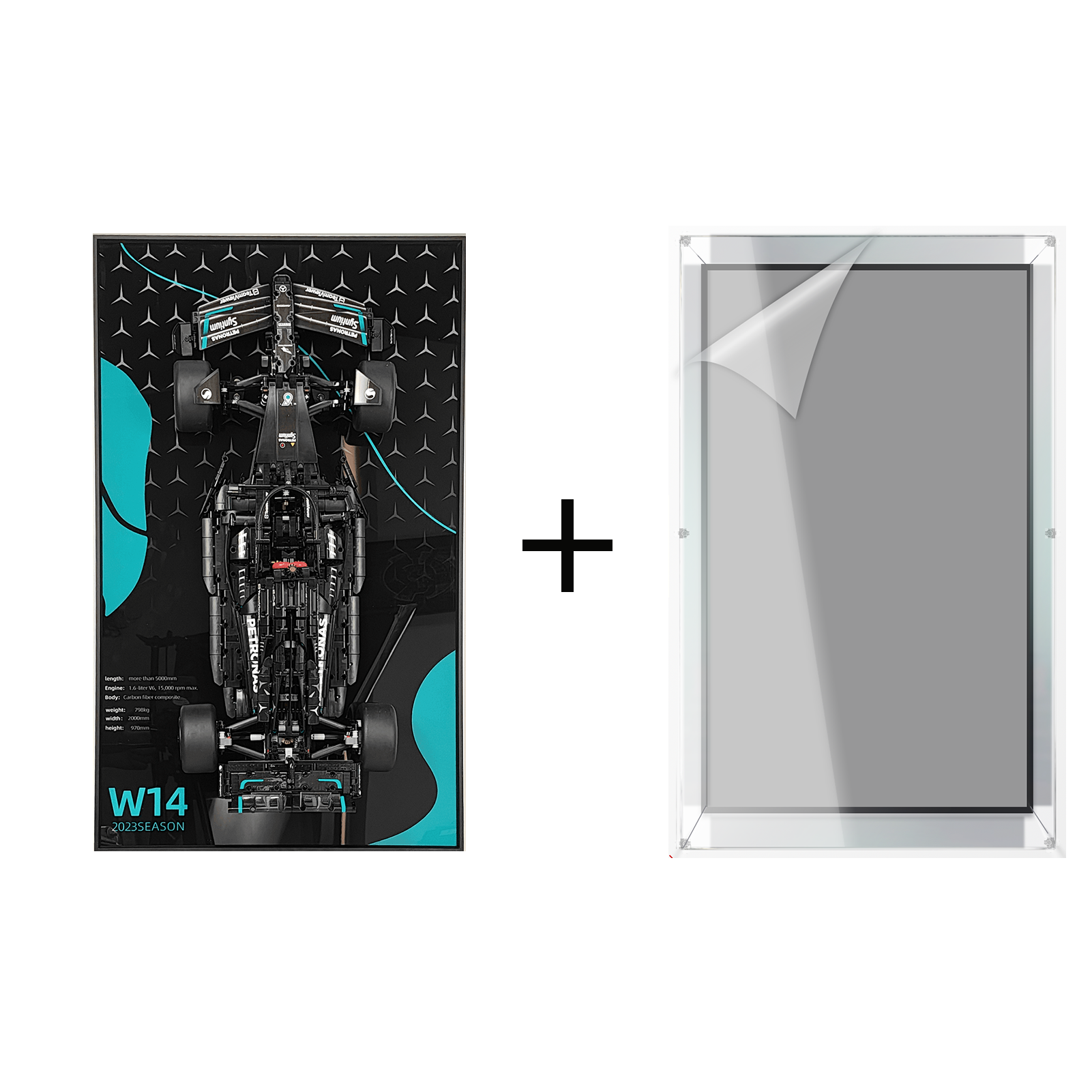 Lego Technic™ Mercedes AMG F1 W14 E Performance (42171) Wall Mount Display Stand - Durable Acrylic Shelf for Car Model Collection - Perfect for Home Office, Bedroom Decor & Toy Storage