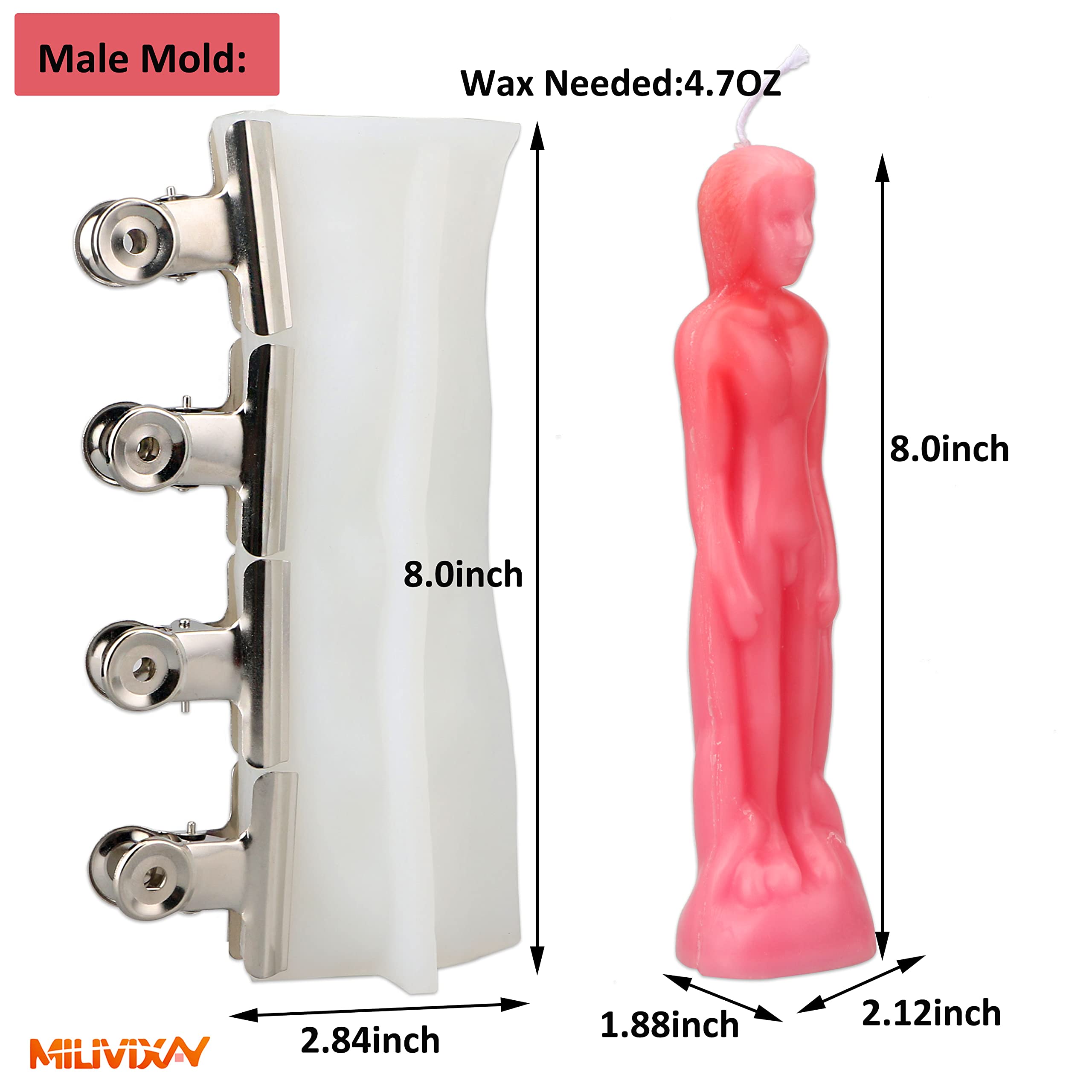 MILIVIXAY 2PCS Silicone Body Candle Molds for Candle Making - Human Shaped Candle Molds for DIY, Home Decor, Spa & Romantic Gifts