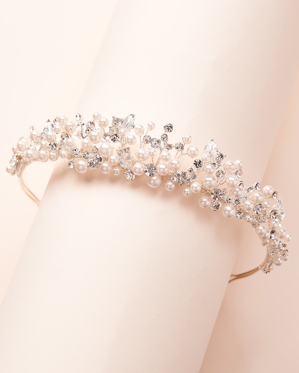 Caroline Pearl Tiara - Elegant Bridal Headpiece for Weddings, Prom & Special Occasions | Vintage-Inspired Crystal & Pearl Crown