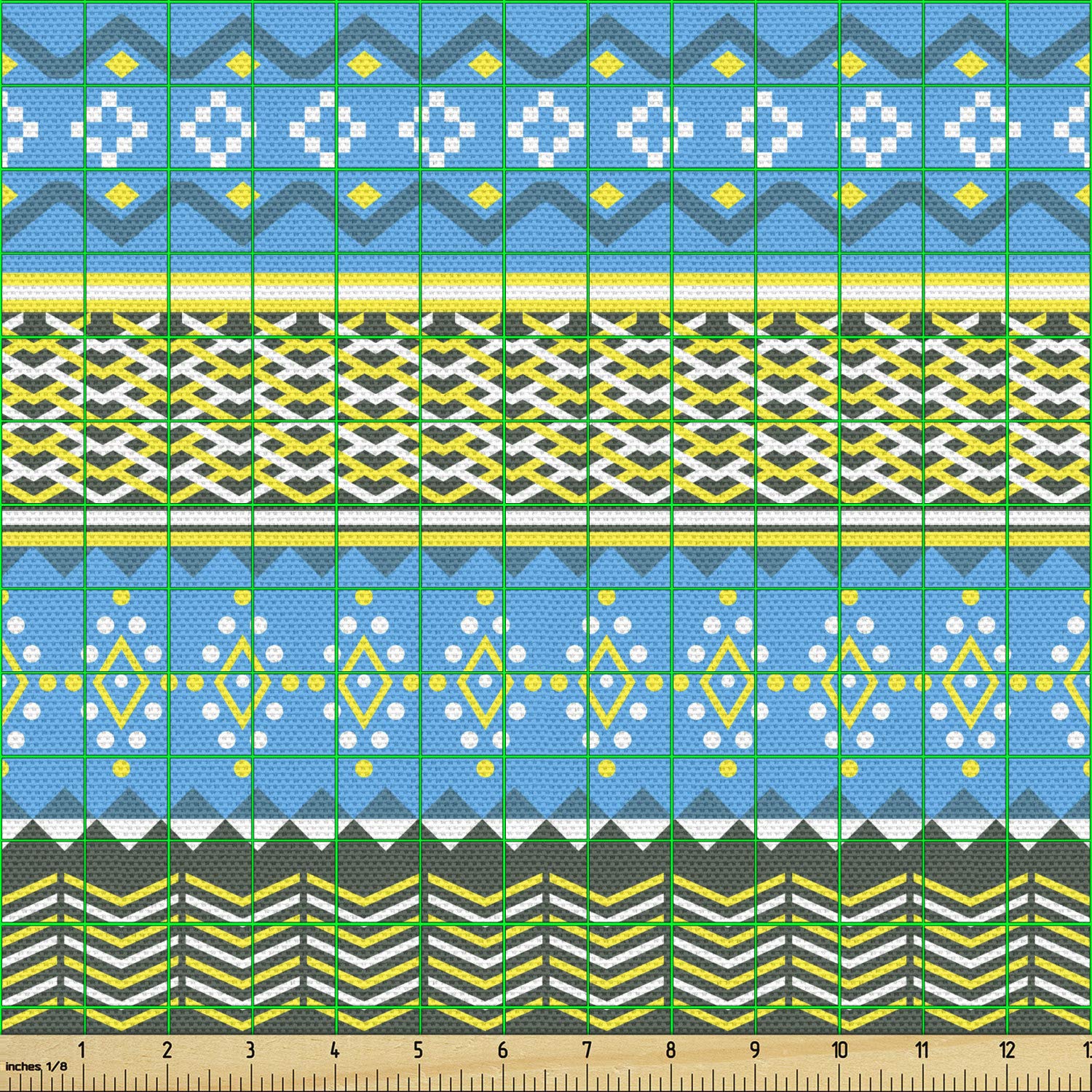 Ambesonne Abstract Fabric by The Yard - Aztec Inspired Triangle & Zigzag Pattern in Summer Sky Blue & Yellow - 10 Yards Upholstery Fabric for Sofa, Curtains, Pillows & Home Decor | Perfect for Bohemian & Eclectic Interior Design