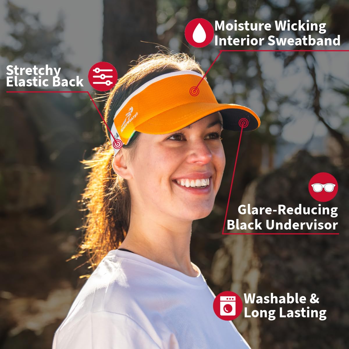 Headsweats Women's Lightweight Performance Running Sun Visor - Moisture Wicking UV Protection Hat for Outdoor Sports, Jogging & Hiking