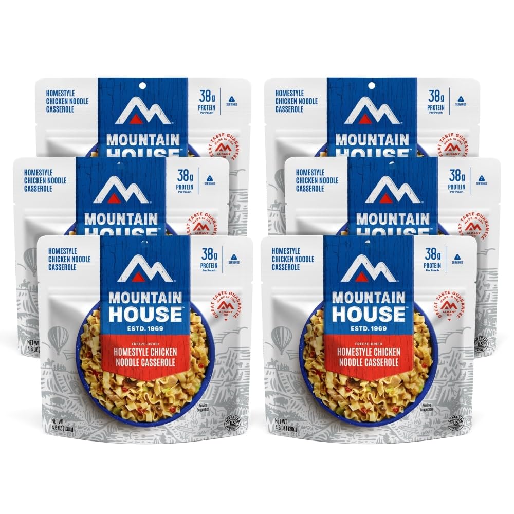 Mountain House Homestyle Chicken Noodle Casserole Freeze Dried Meal - 6 Pack | Lightweight Camping & Backpacking Food | Emergency Preparedness & Outdoor Adventure Supplies | Perfect for Hiking, Travel & Survival Kits