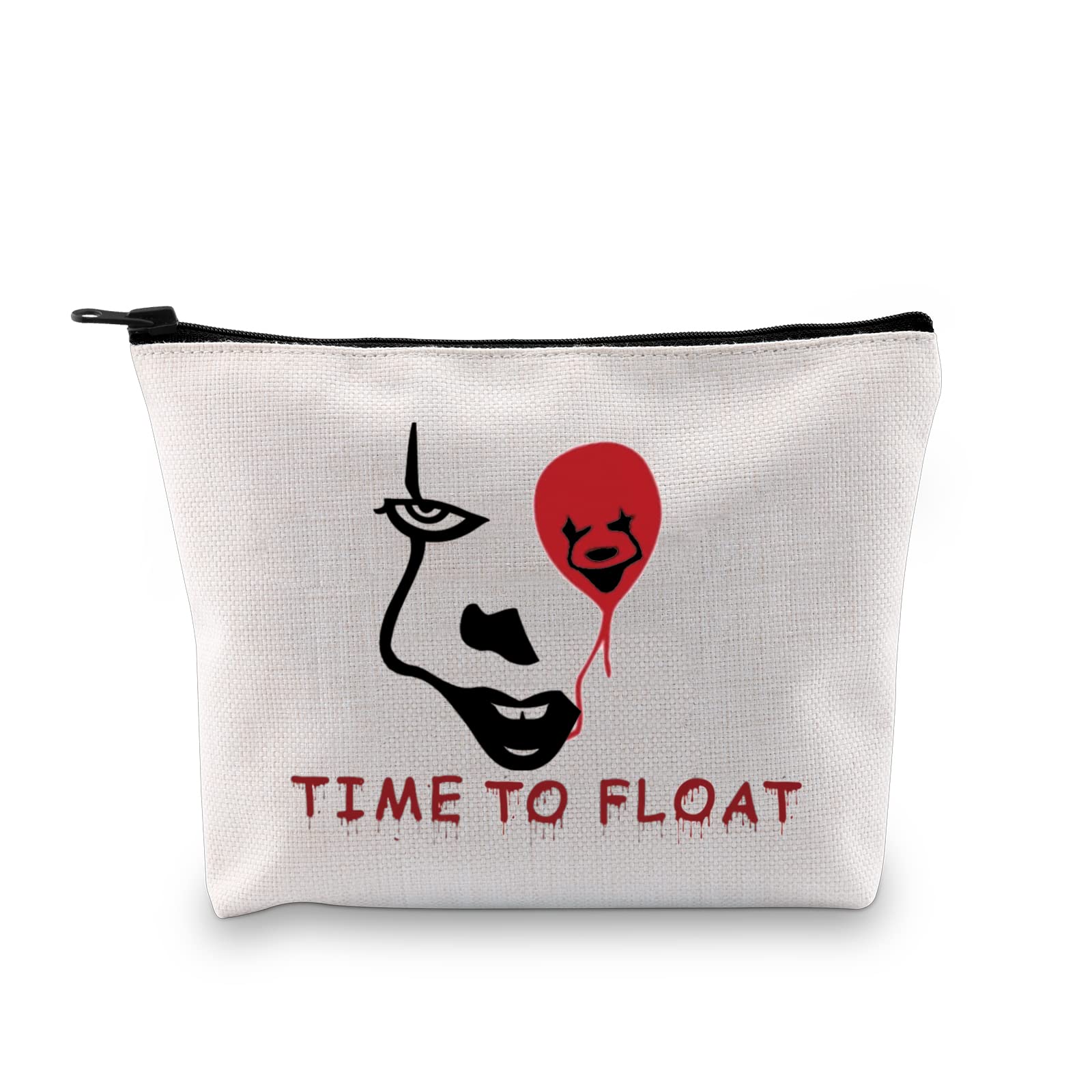 Pennywise Horror Movie Makeup Bag - IT Pennywise Cosmetic Bag for Halloween, Horror Lover Gift with 'Time To Float' Design - Perfect for Halloween Parties, Horror Conventions & Stephen King Fans