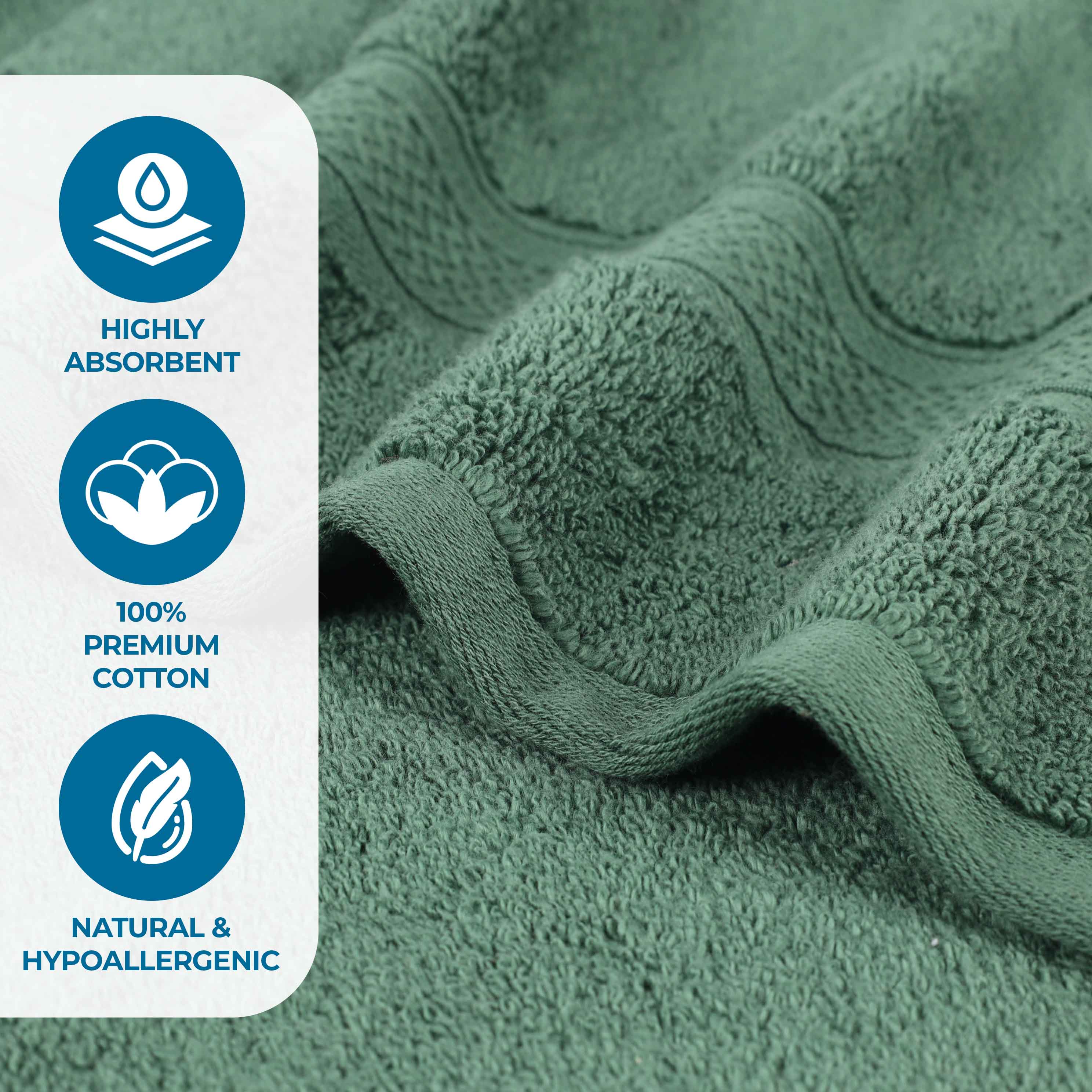 Premium Zero Twist Cotton Bath Towel Set of 2 - Ultra Soft Solid & Jacquard Chevron Design for Luxury Bathroom & Spa Experience