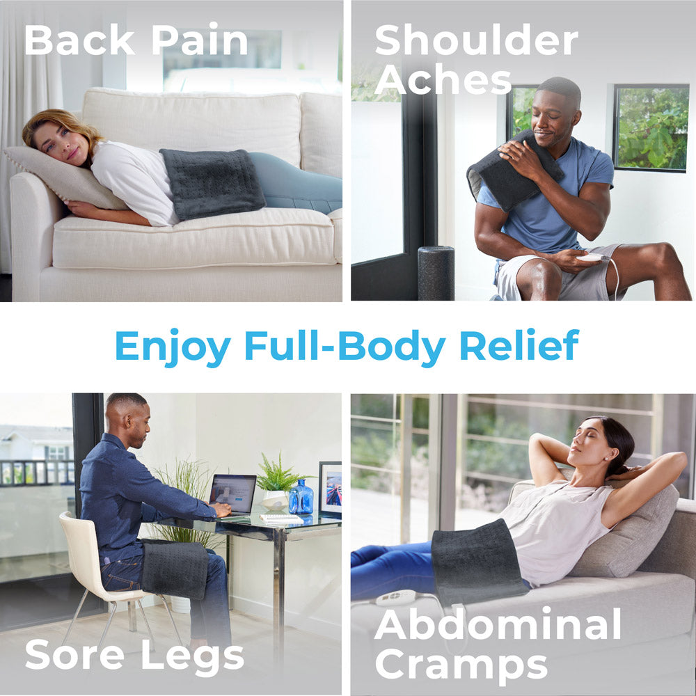 PureRelief Duo 2-in-1 Heating Pad for Back & Muscle Pain Relief - Electric Heat Therapy for Home, Office & Travel Use