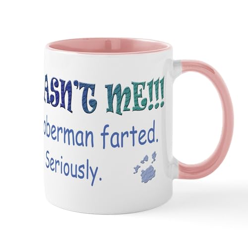 White/Pink Inside - Doberman Mugs