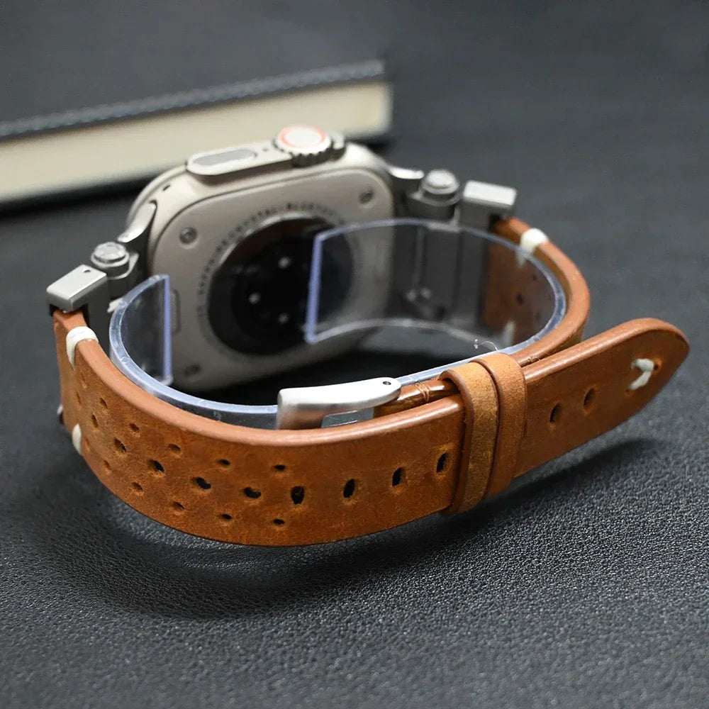 Premium Genuine Leather Bands for Apple Watch - Durable & Stylish Replacement Straps for Workouts, Office & Everyday Wear