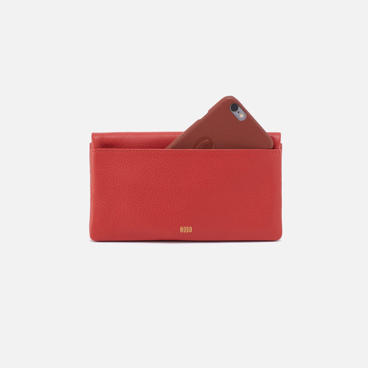 Premium Pebbled Leather Lumen Continental Wallet for Men - Stylish Red Clay Color - Perfect for Everyday Use, Travel & Business