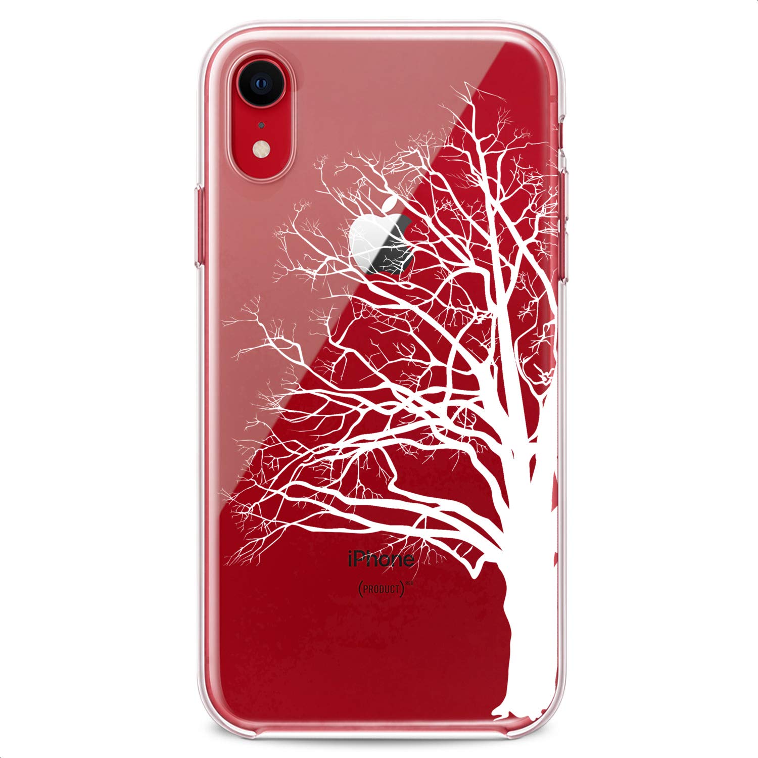 Premium TPU Phone Case for iPhone 16/15/14/13/12/11 Pro Max/Plus/Mini/XS/XR/X/8+/7/6/5/SE - Slim Flexible Silicone Cover with Nature Tree Art Design (Cute Clear White) - Perfect for Daily Protection & Style Enhancement