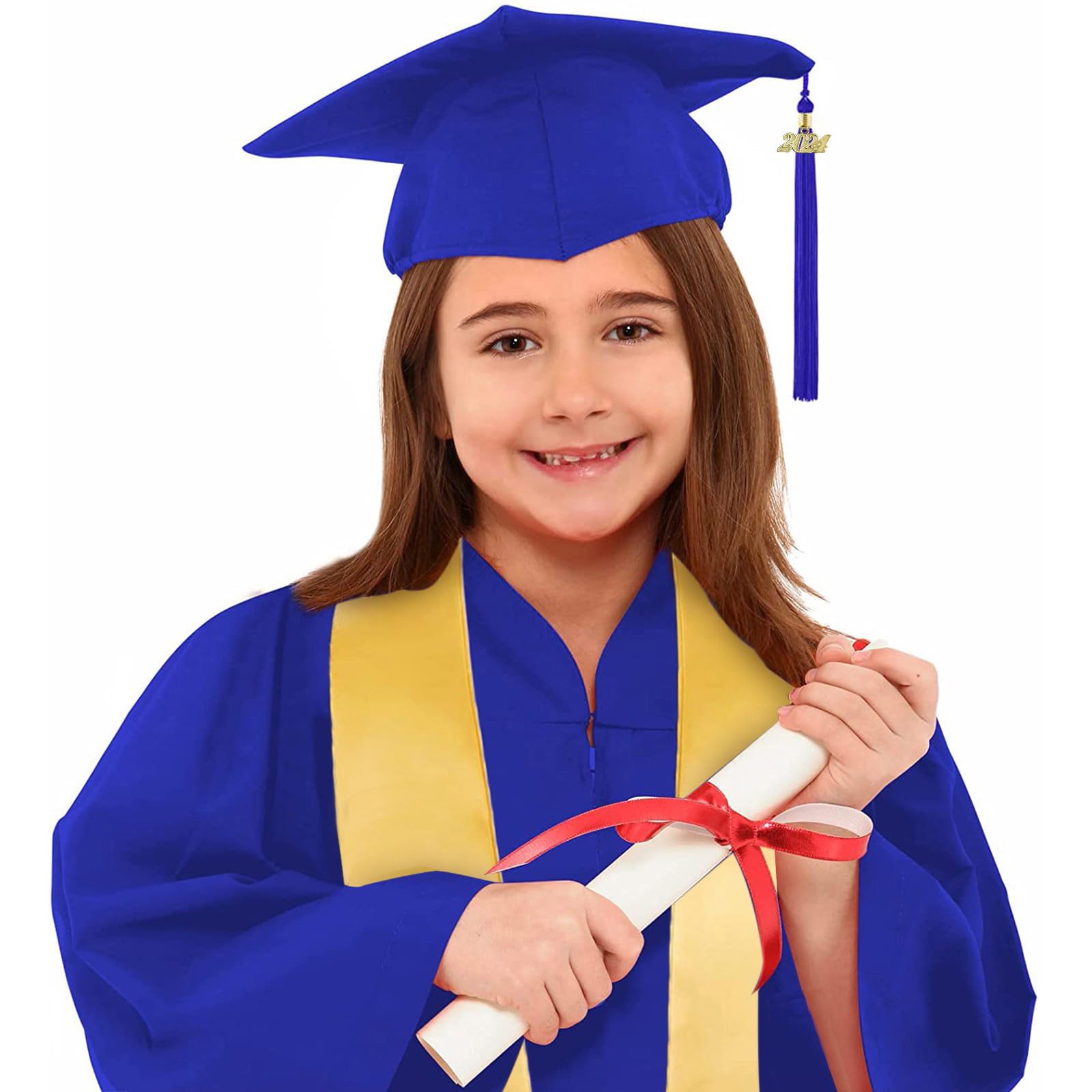 2024 Kids Graduation Cap and Gown Set with Tassel - Preschool & Kindergarten Graduation Dress Up Outfit for Ceremony & Photo Shoots