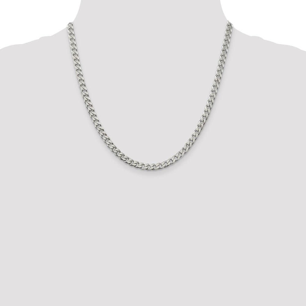 5mm Sterling Silver Solid Curb Chain Necklace - Black Bow for Gifts & Parties