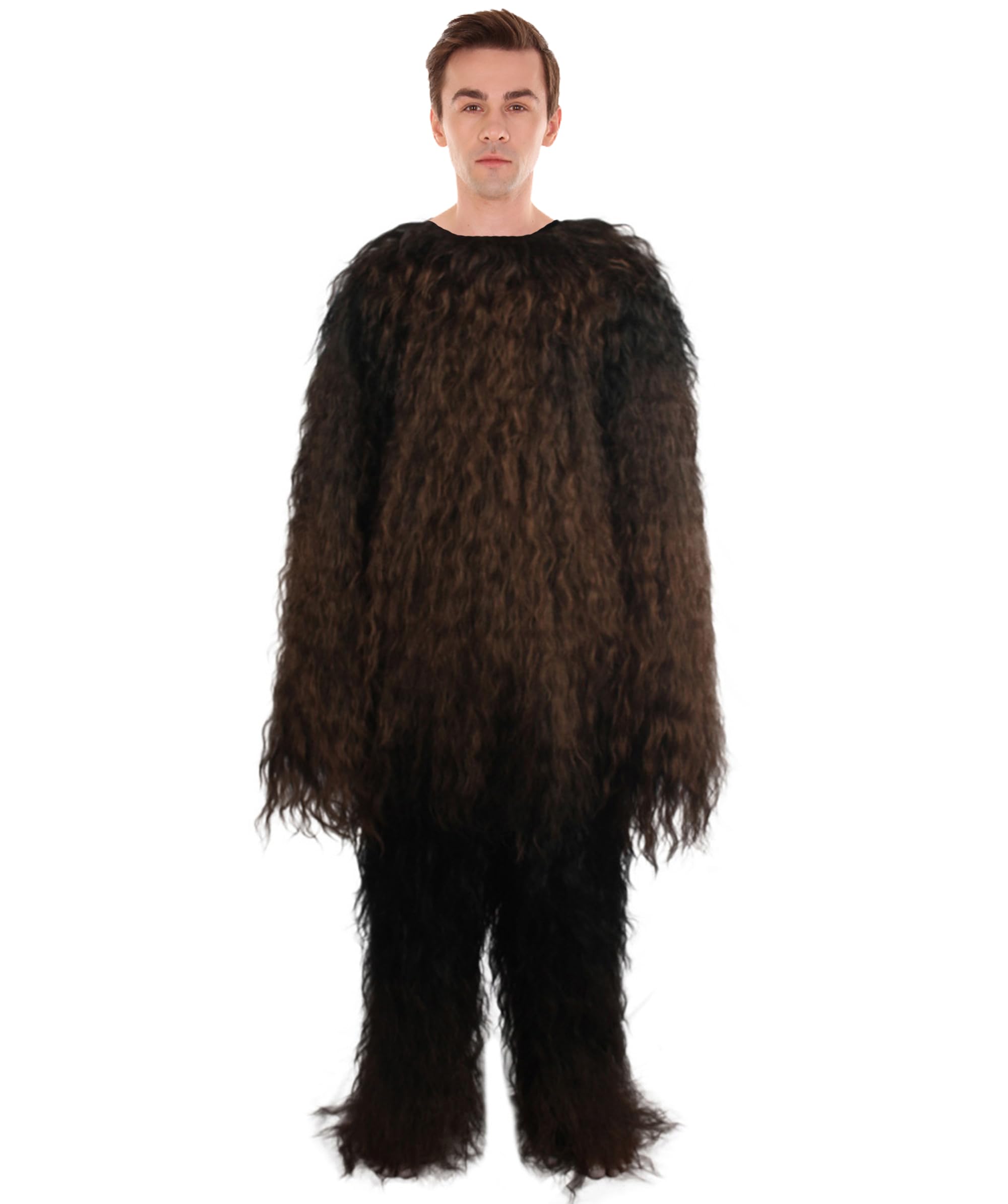 Unisex Hairy Warrior Ape Military Leader Resistance Gorilla Fighter Yeti Costume - Dark Brown Large Size for Cosplay, Halloween, LARP & Themed Parties
