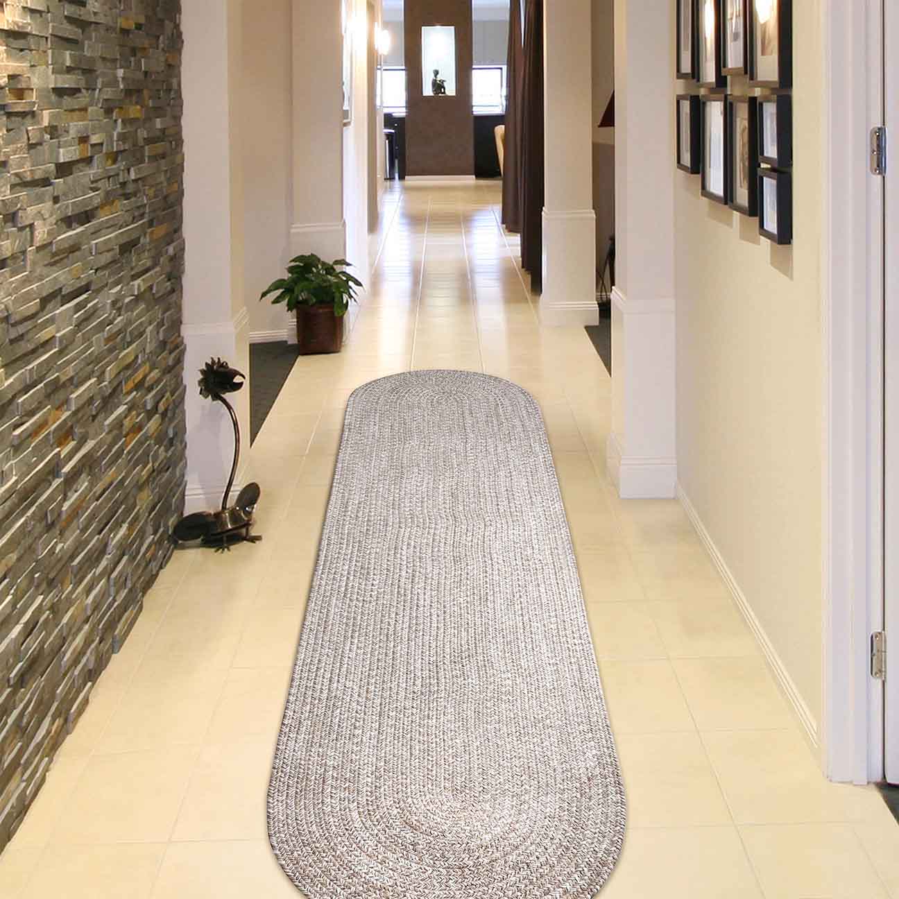 Reversible Braided Area Rug - 2-Tone Indoor/Outdoor Rug for Living Room, Bedroom, Patio & Deck - Non-Slip Durable Floor Mat for Home Decor