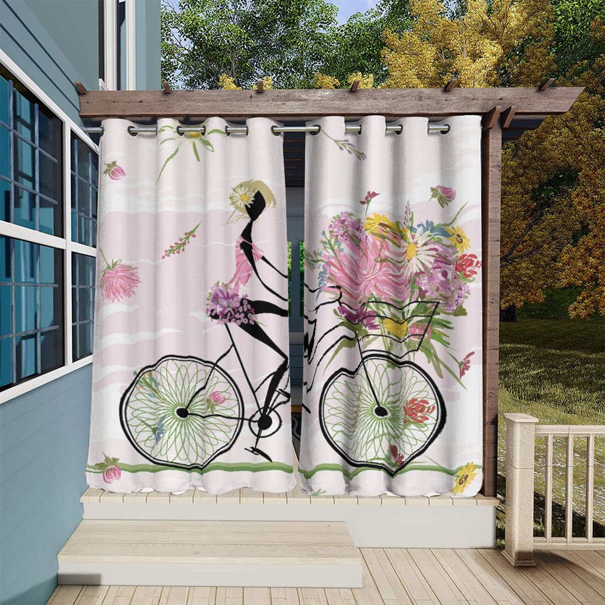 Doewoty Waterproof Balcony & Patio Curtains with Grommets - 120