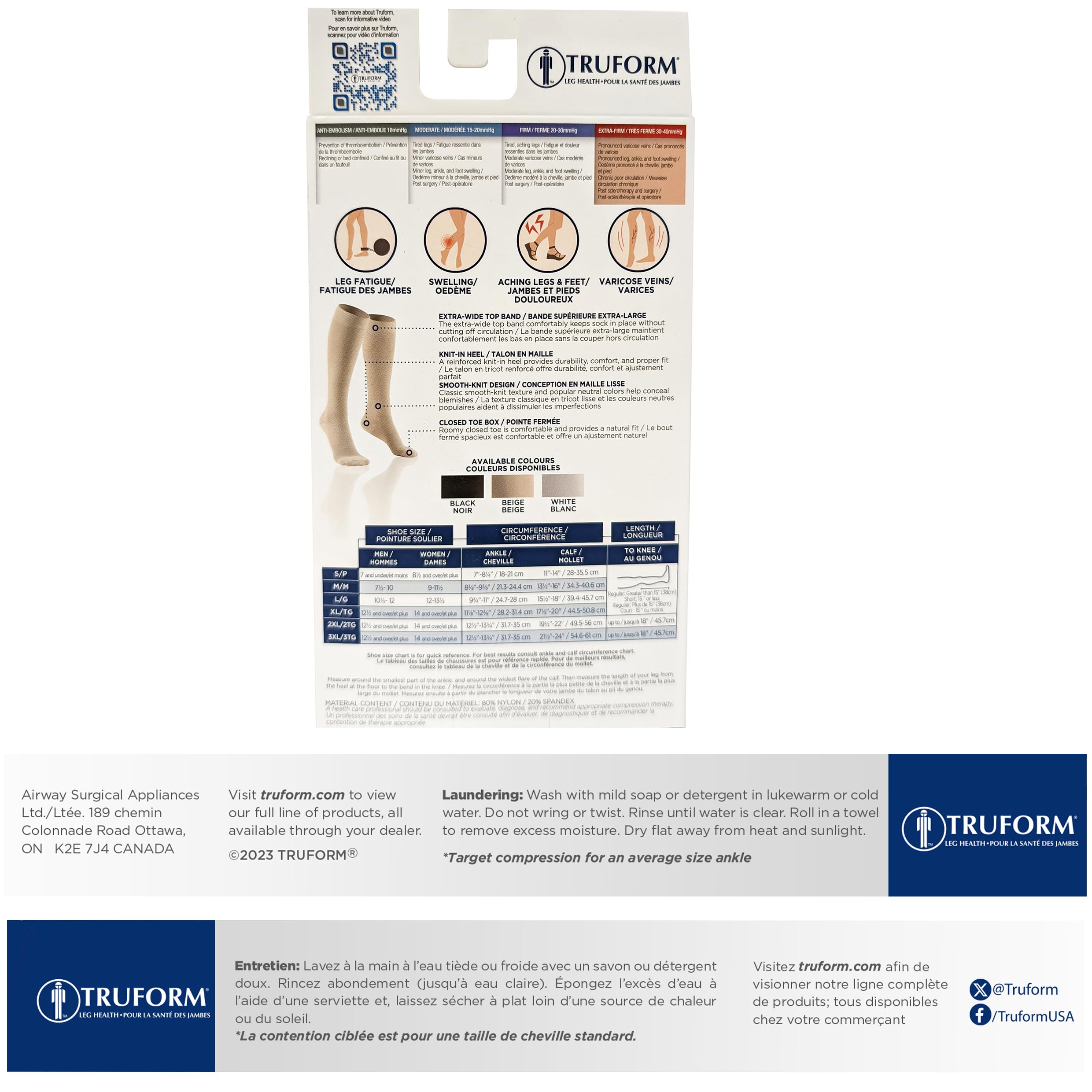 Truform 30-40 mmHg Medical Compression Socks for Men & Women - Knee High Support Stockings, Closed Toe, White, Medium Size - Ideal for Travel, Varicose Veins & Post-Surgery Recovery