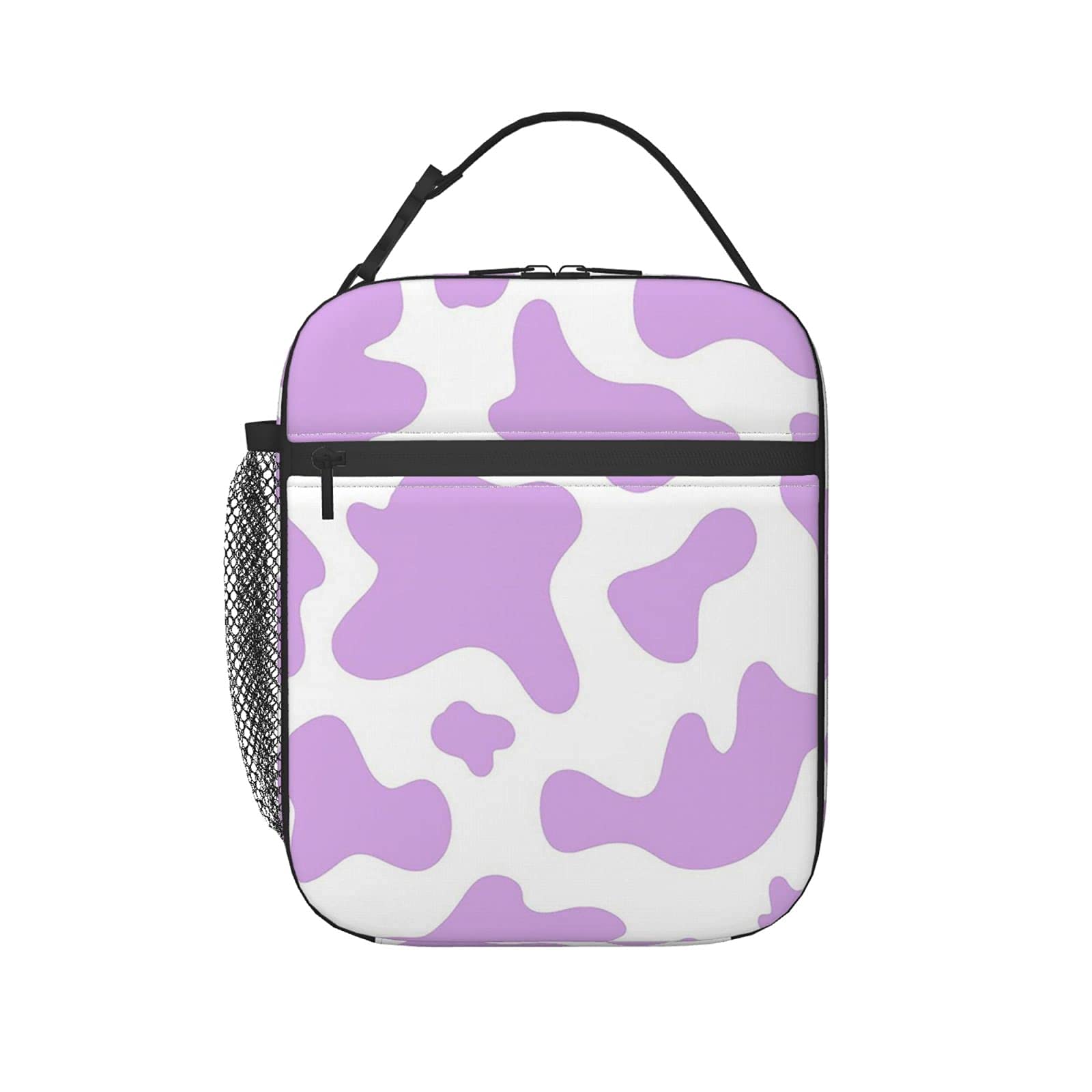 RIUARA Insulated Lunch Bag for Women & Men - Purple Cow Print Tote Lunch Box for Work, School, Picnic & Travel - Reusable Thermal Food Container for Outdoors, Office & Daily Commute