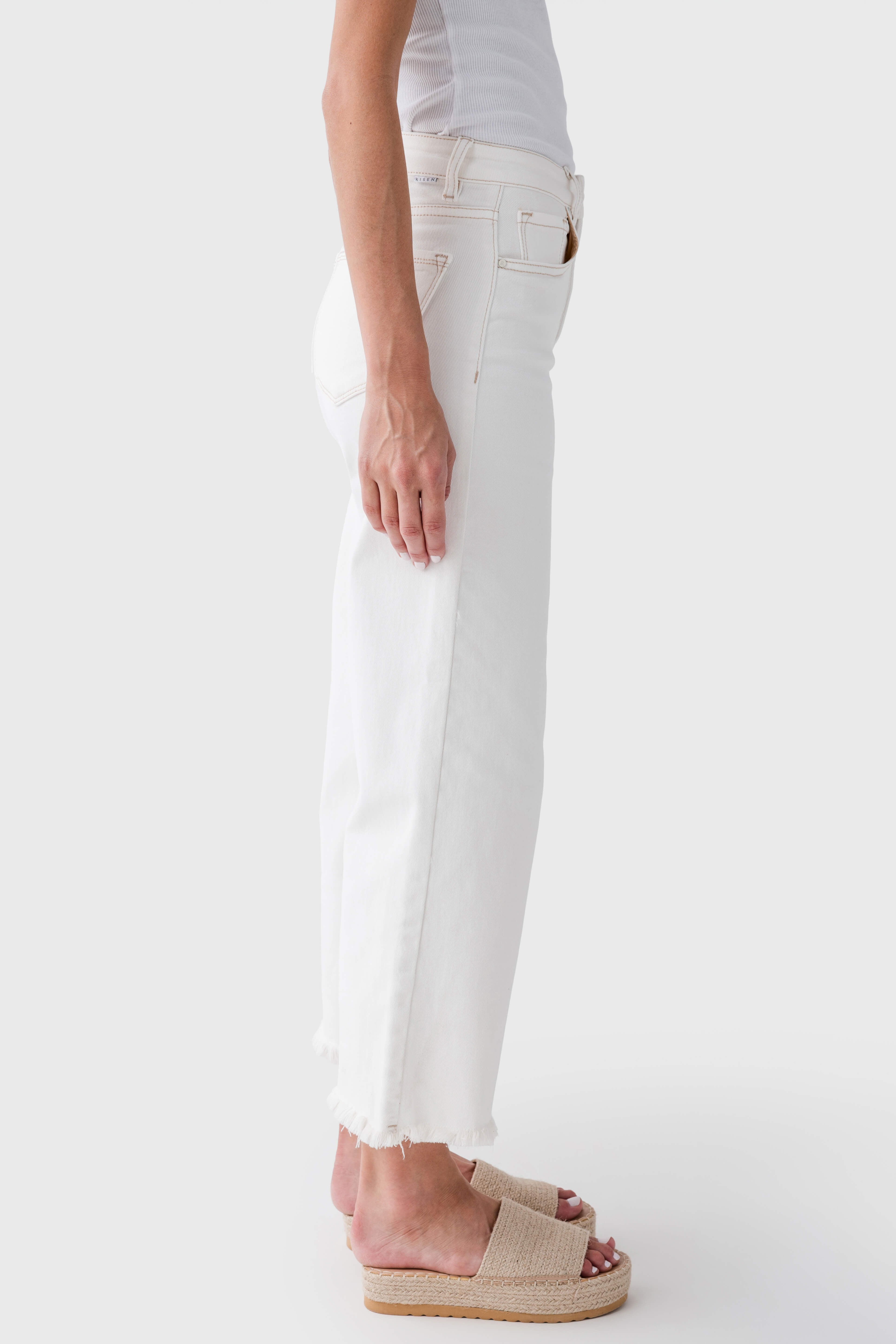 Risen Marlo Wide Leg Crop Jeans for Women - High Waist Distressed Denim Pants - Casual & Trendy Outfit for Streetwear, Date Night, and Everyday Wear