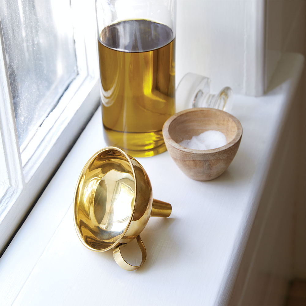 Premium Brass Funnel - Heavy Duty Metal Kitchen Funnel for Cooking, Baking, Oil & Liquids - Perfect for Home, Restaurant & Lab Use