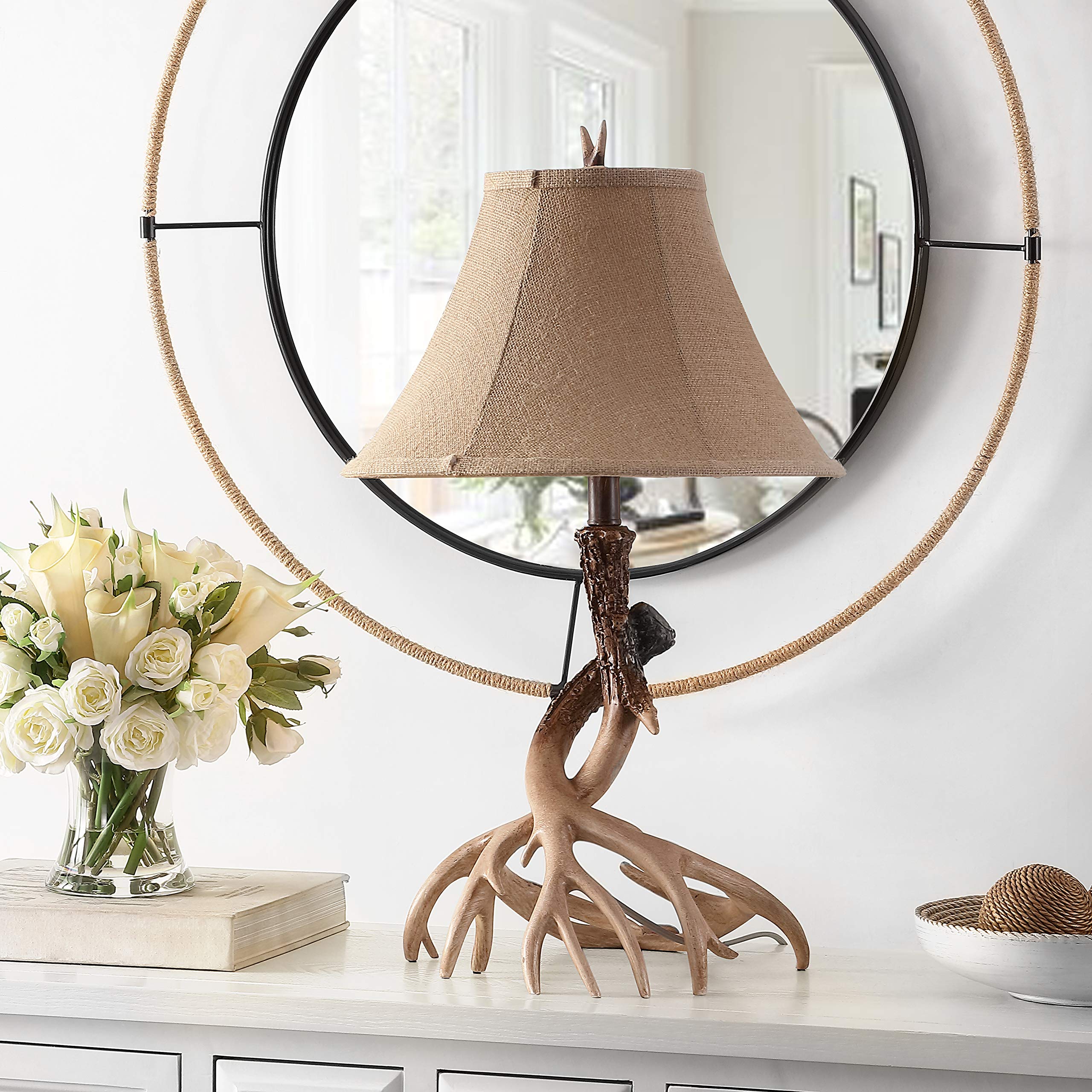 SAFAVIEH Sundance Rustic Farmhouse Brown Antler Table Lamp Set of 2 - 26