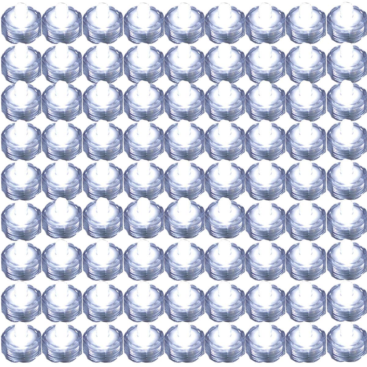 TDLTEK 75-Pack Waterproof Submersible LED Tea Lights - White Flameless Candles for Wedding Centerpieces, Party Decorations, Pool & Outdoor Lighting