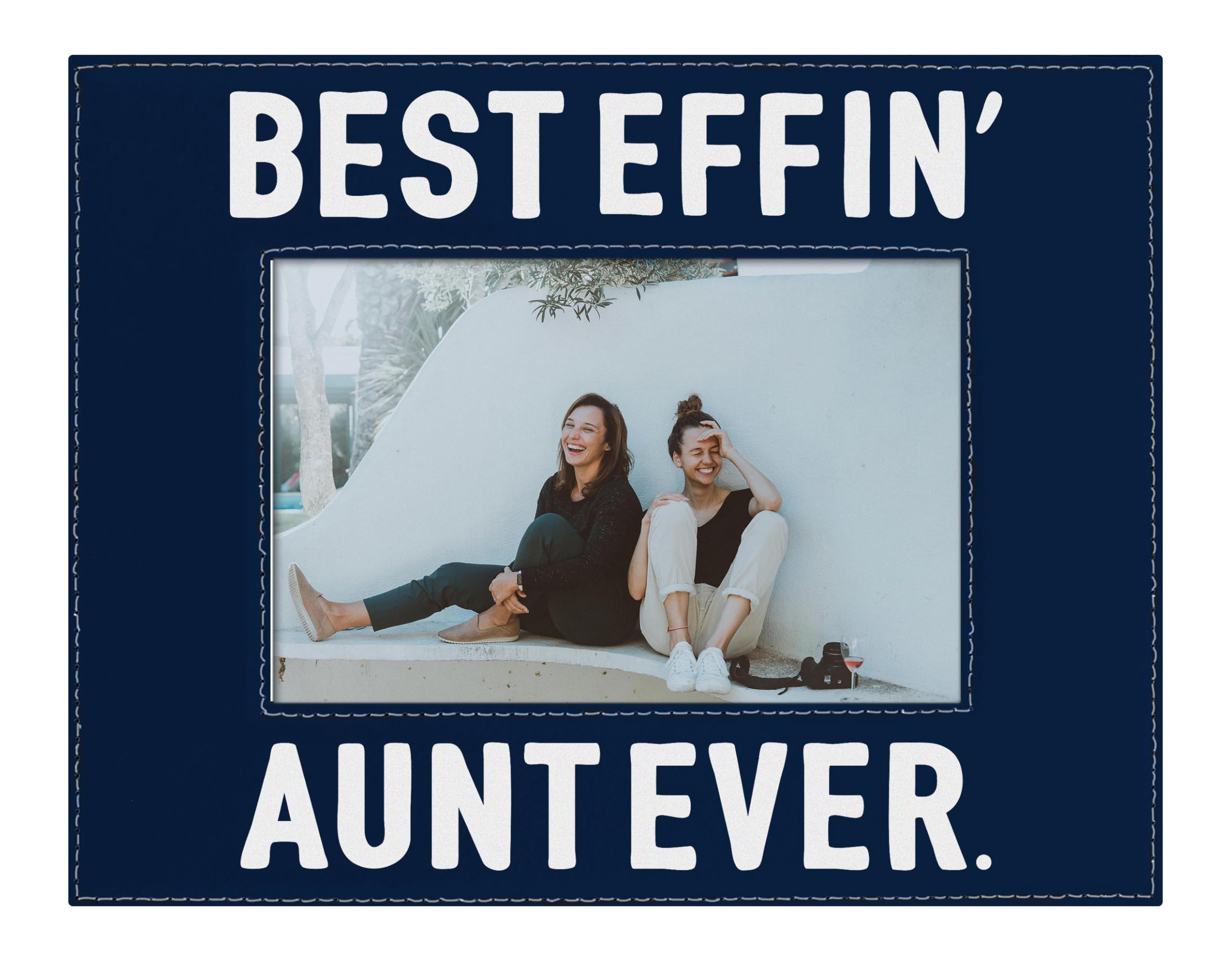 Best Effin Aunt Ever Gifts - 4x6 Leatherette Photo Frame in Navy Blue | Thoughtful Aunt Gifts for Women | Perfect for Birthdays, Christmas & Family Photo Displays