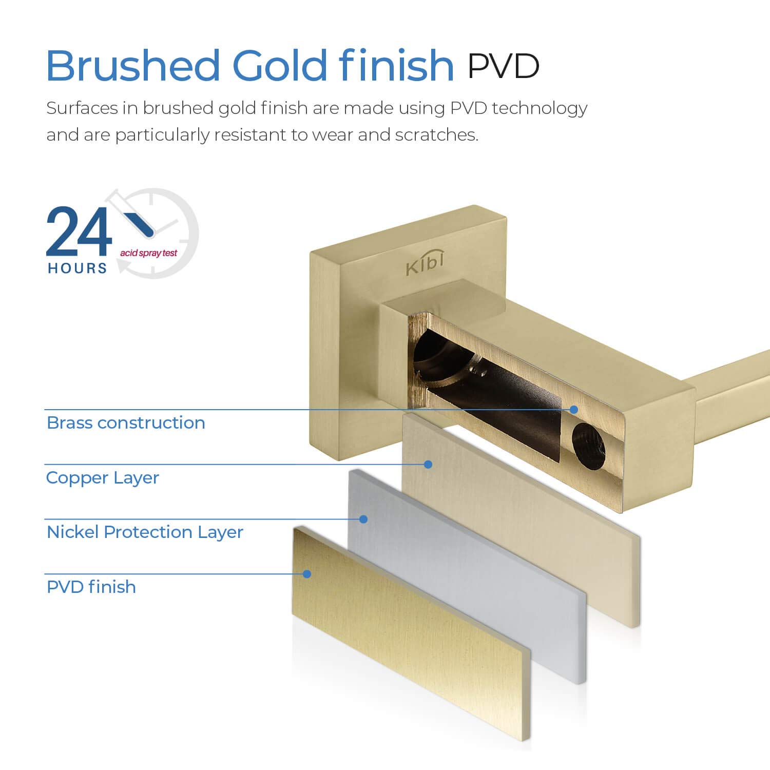 KIBI Cube 4-Piece Bathroom Hardware Set - Solid Brass Towel Bar, Towel Ring, Toilet Paper Holder & Robe Hooks | Brushed Gold Finish | Durable & Stylish for Modern Bathrooms | Perfect for Home, Hotel & Spa Decor (C-KBA15-4)