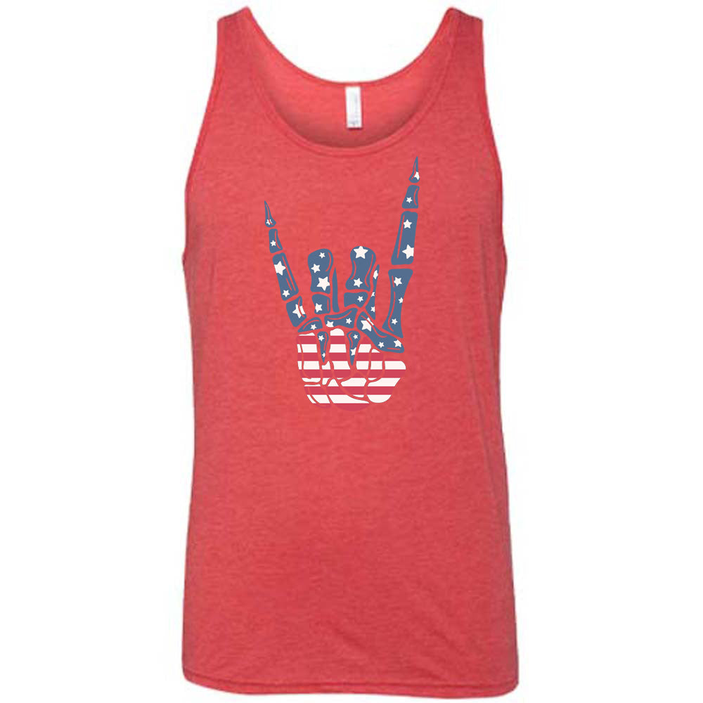 Patriotic American Flag Skeleton Hand T-Shirt - Unisex Graphic Tee for Men & Women - Perfect for Halloween, Independence Day & Patriotic Events