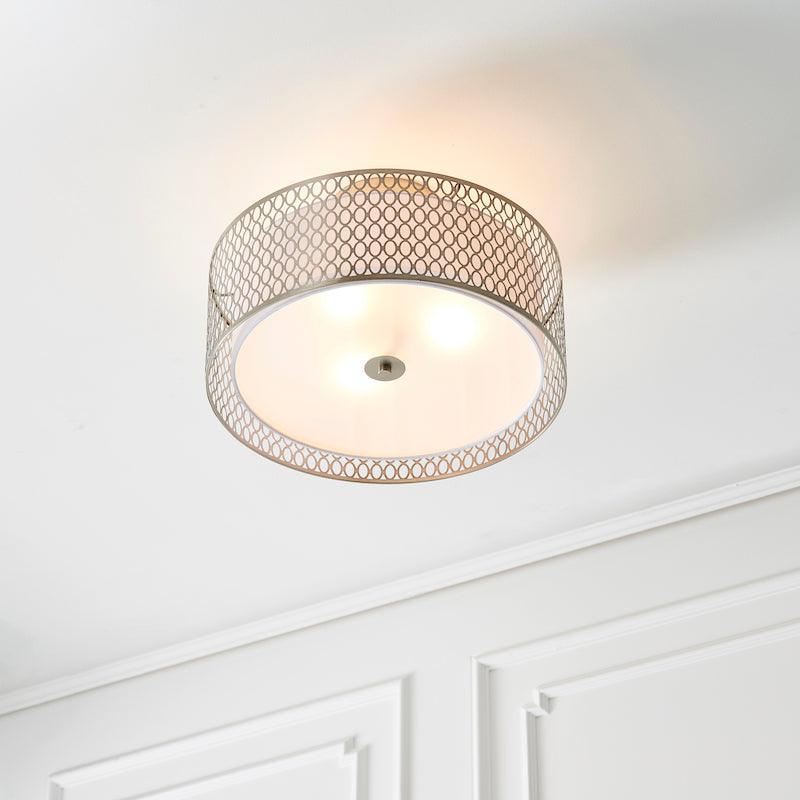 3-Light Nickel Flush Ceiling Light Fixture - Modern LED Lighting for Bedroom, Hallway, or Kitchen - Cordero Collection
