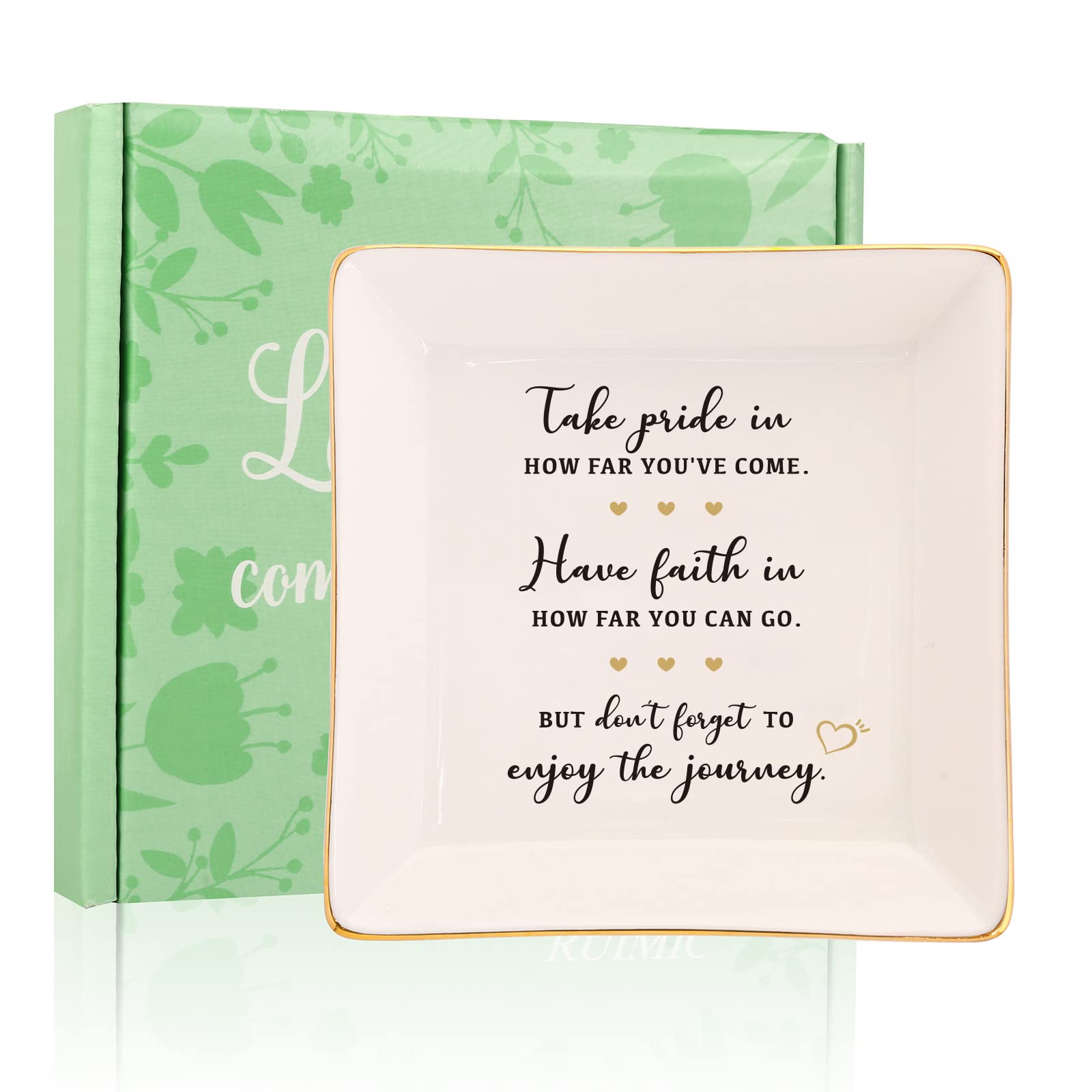 RUIMIC Ceramic Jewelry Tray & Ring Dish - Perfect Graduation Gift for Women, Thoughtful Going Away Present for Friends, Thank You Gift Idea - Elegant Keepsake Box for Rings, Earrings & Small Treasures - Ideal for Dressing Tables, Travel Organizers & Gift-Giving Occasions