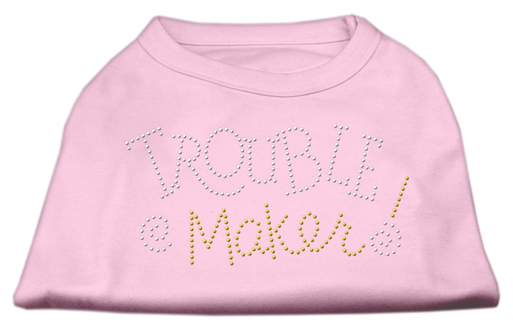 Sparkling Rhinestone Pet Dog & Cat Shirt - 'Trouble Maker' Design in Light Pink, Size 3XL (25-35 lbs) | Cute & Funny Pet Costume for Parties, Halloween & Photo Shoots