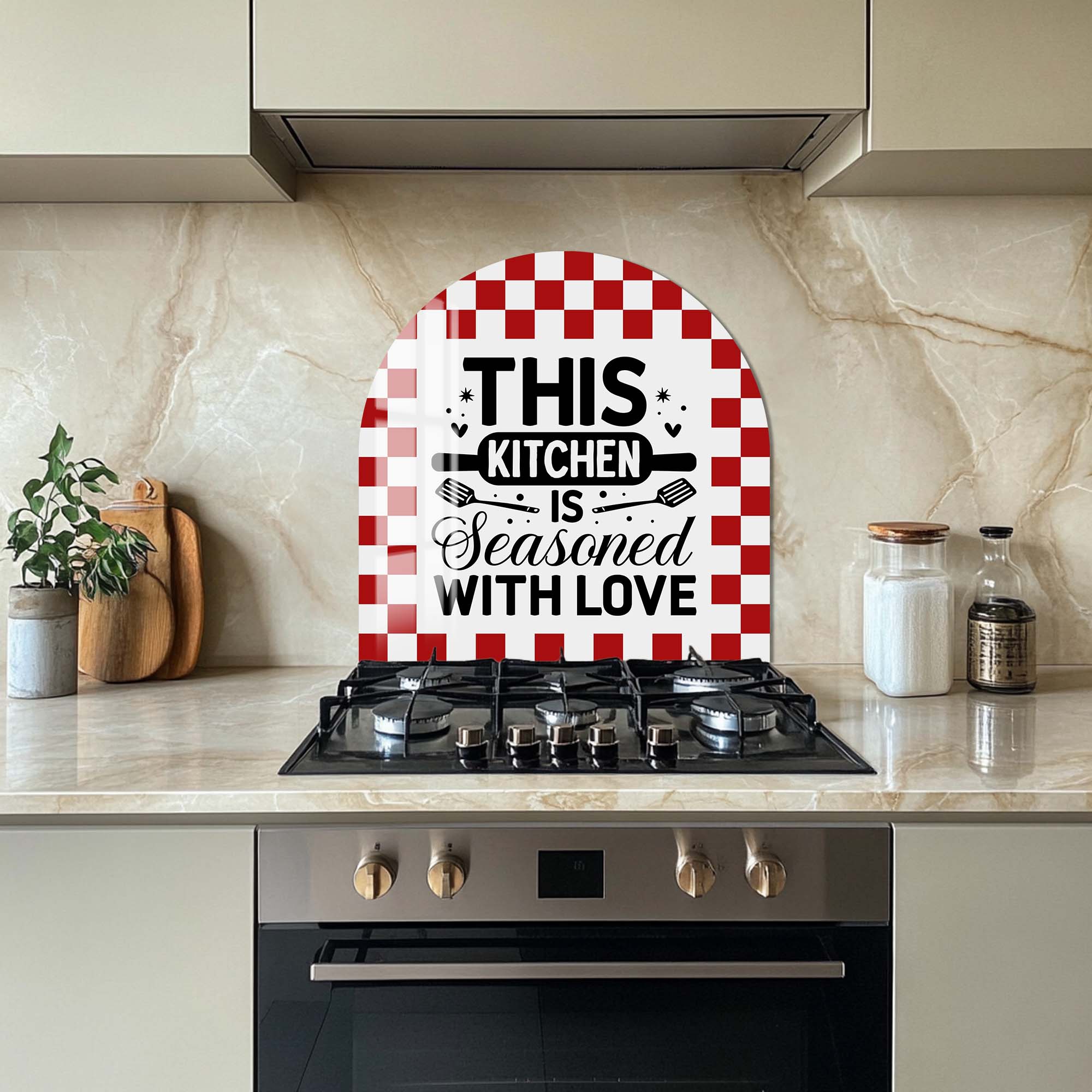 Seasoned with Love Glass Splashback - Stylish & Durable Kitchen Backsplash for Modern Homes - Perfect for Cooking, Baking & Home Decor