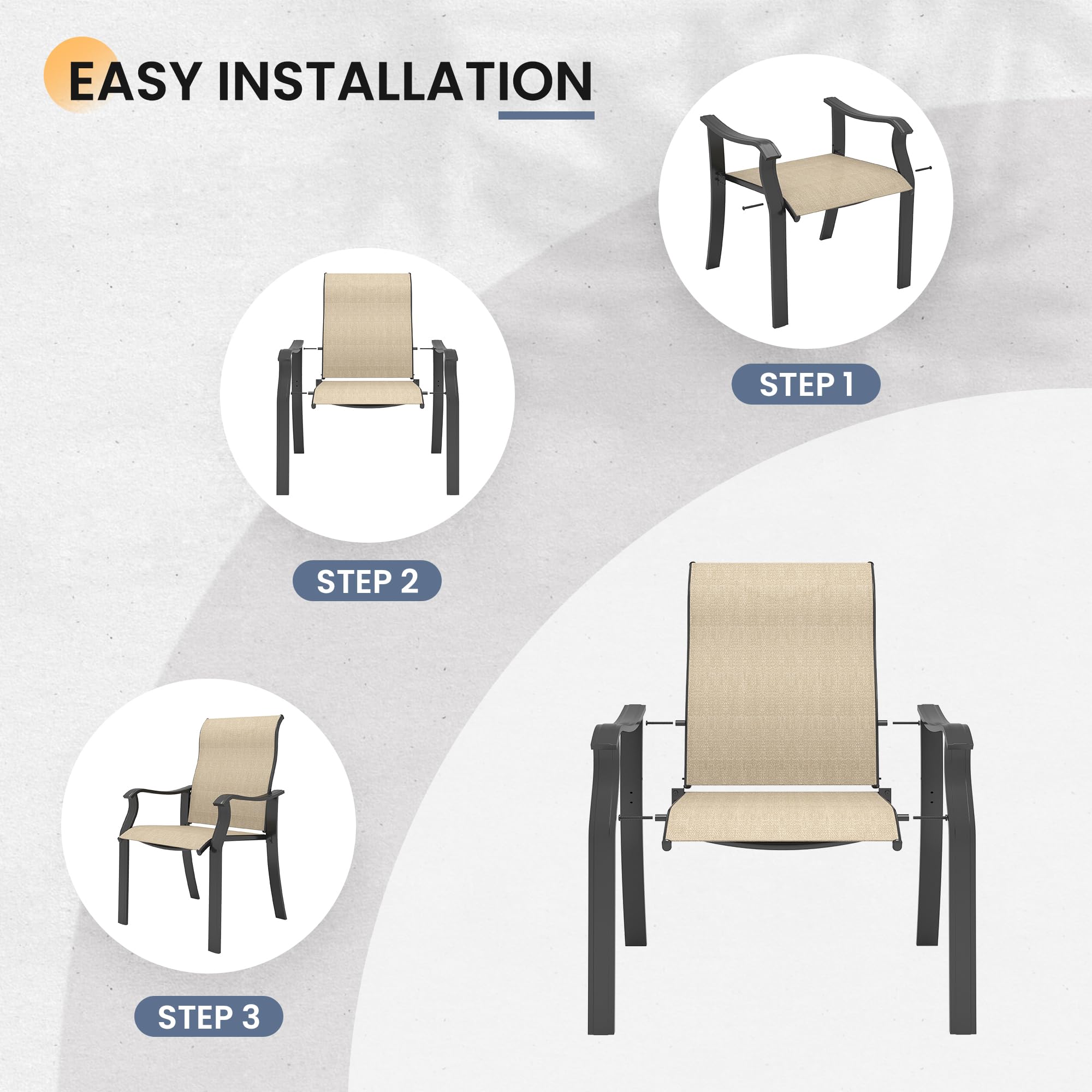 Outdoor Dining Chairs Set of 2 - High Back Patio Chairs with Armrests, All-Weather Textilene Material for Lawn, Porch & Backyard (Brown) - Perfect for Garden Parties, Poolside Relaxation & Outdoor Entertaining
