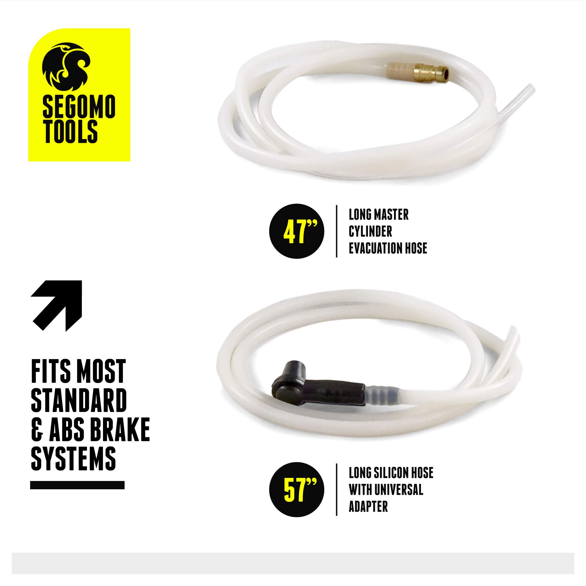 Segomo Tools 2L Standard & ABS Vacuum Brake Bleeder & Clutch Bleeding Kit | Professional Brake Fluid Extractor Pump | Automotive Brake System Bleeding Tools - VBB01 | Perfect for DIY Car Maintenance & Professional Mechanic Use
