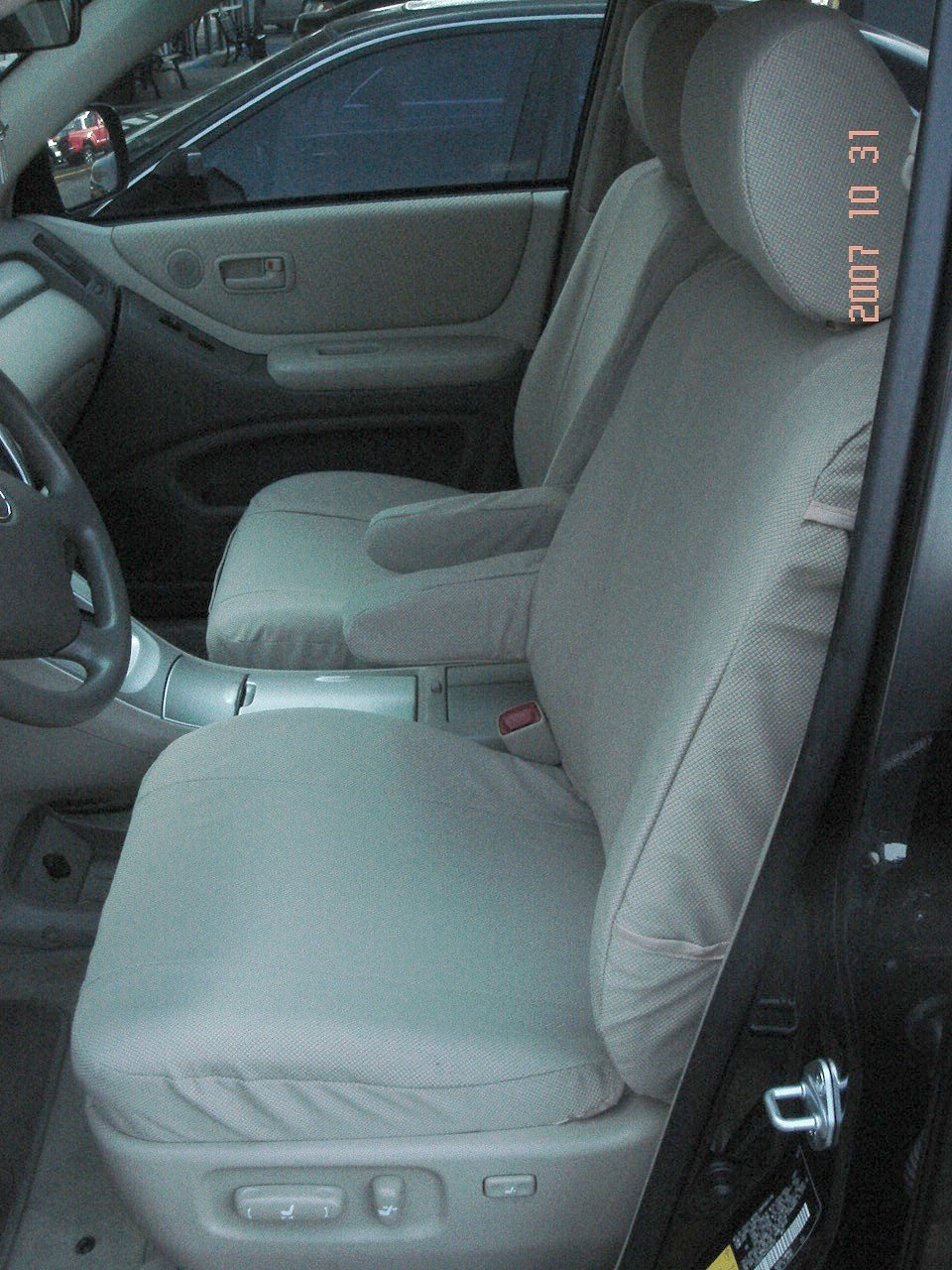 Premium Gray Velour Durafit Seat Covers for 2004-2007 Toyota Highlander Front Captain Chairs - Perfect Fit for Electric Driver & Manual Passenger Seats (Non-Side Airbag Models) | Ideal for Road Trips, Daily Commutes & Car Interior Protection