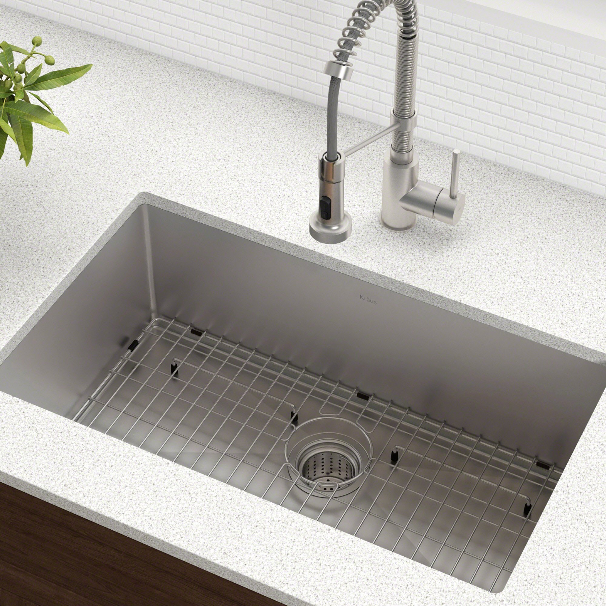 Kraus KHU100-30-100-100MB 30-inch Undermount Single Bowl Stainless Steel Kitchen Sink with WasteGuard 1 HP Garbage Disposal - Durable 16 Gauge Commercial Grade for Busy Home Kitchens & Restaurant Prep Areas