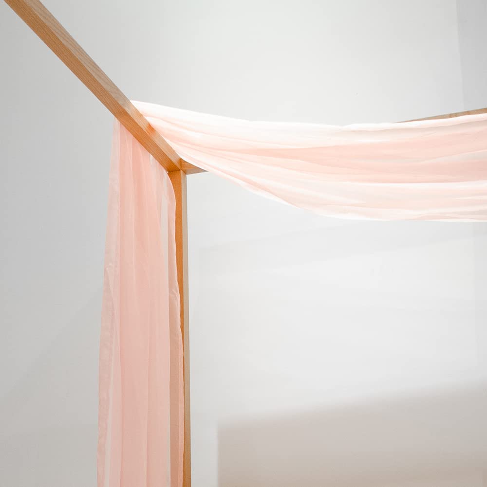 Linentalks Rose Pink Canopy Bed Scarf for Twin Bed - Luxury Sheer Bed Canopy Scarf, Valance & Drapes (52