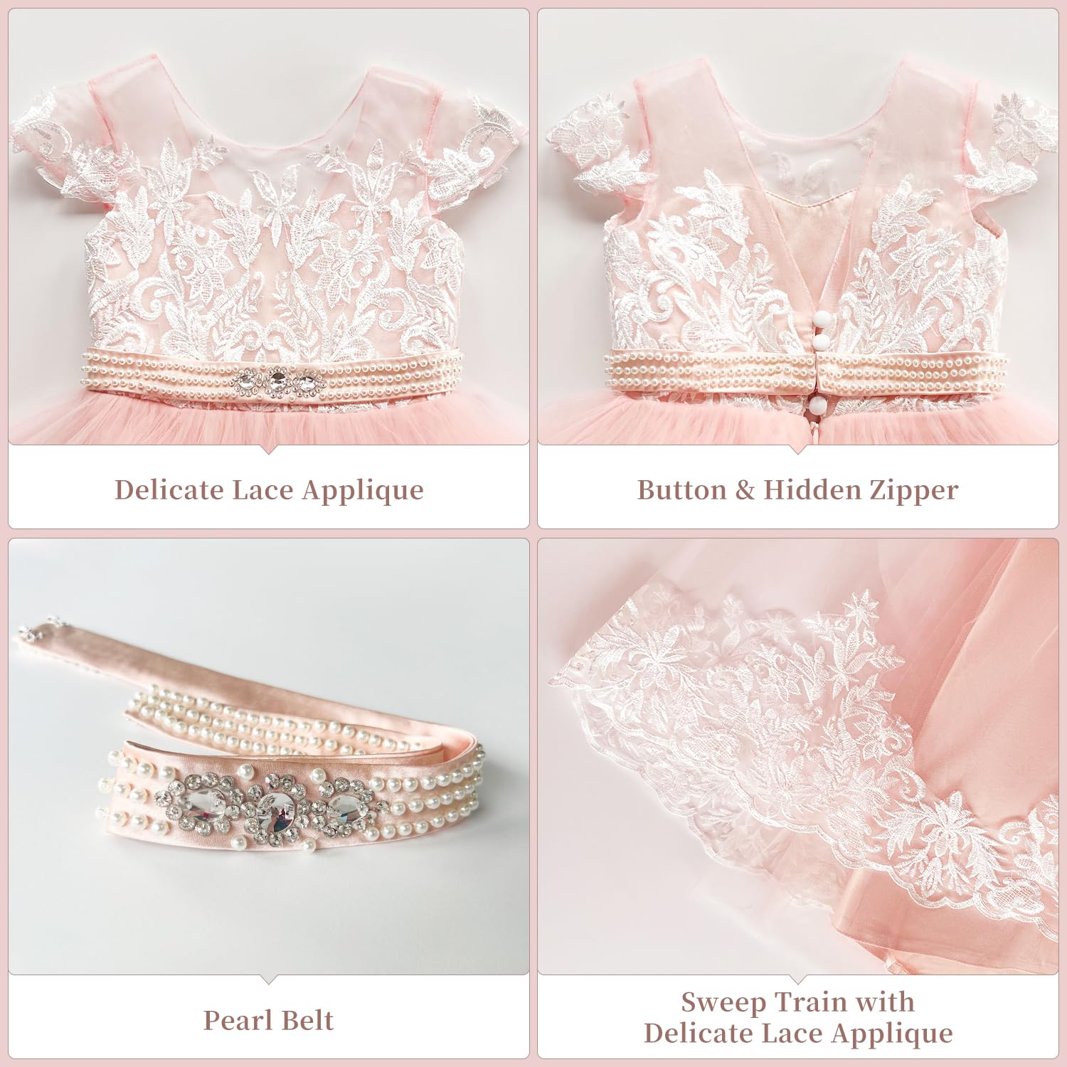Miami Cap Sleeves V-Back Lace Tulle Flower Girl Dress & Junior Bridesmaid Gown - Perfect for Weddings, Flower Girls, and Special Occasions
