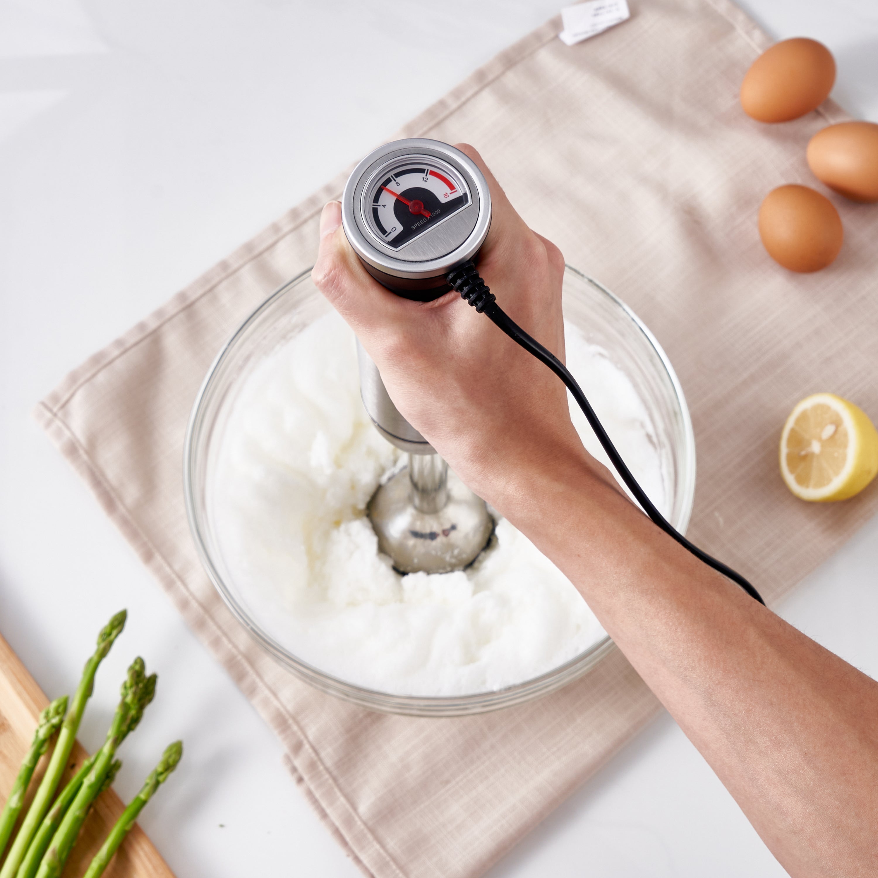 BergHOFF X5 Pro 1000W Handheld Food Processor with 5 Stainless Steel Blades - 18000 RPM, 16 Speed Settings & 13ft Cord - Perfect for Chopping, Mixing & Pureeing in Kitchens, Restaurants & Catering