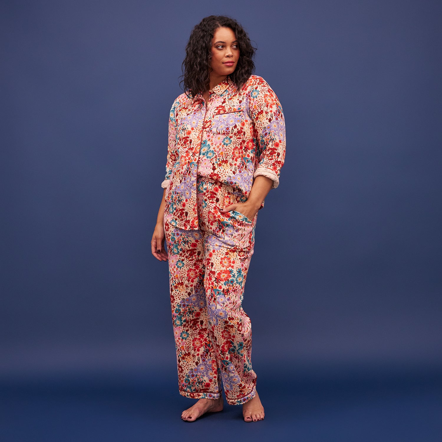 Soft & Breathable Meadow Cotton Pyjama Set for Women - Comfortable Sleepwear with Pockets - Perfect for Lounging, Travel & Relaxing at Home