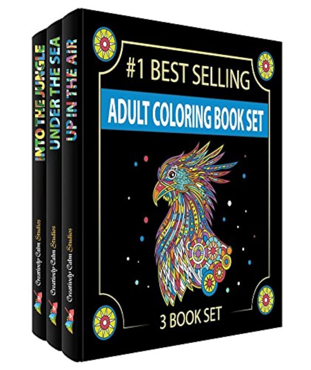 Premium Adult Coloring Book Set - 3 Pack with Sky, Land & Sea Nature Designs for Stress Relief & Relaxation | Perfect for Meditation, Art Therapy & Creative Mindfulness Activities