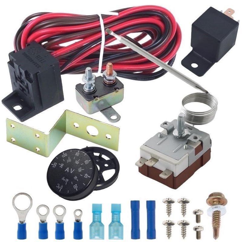 Universal Electric Radiator Fan Kit with Adjustable Thermostat & Relay Wiring Switch - Perfect for Car, Truck & SUV Cooling Systems