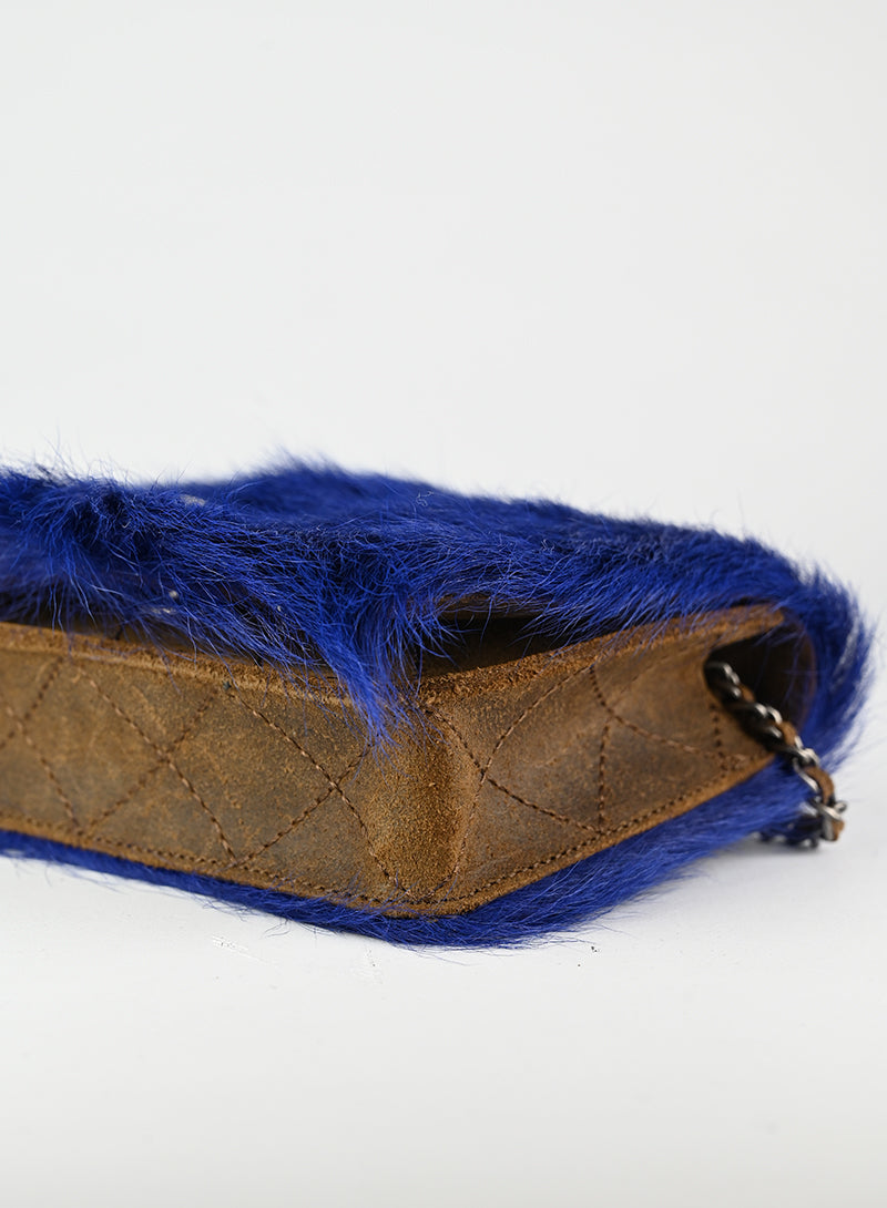 Chanel Blue Fur Crossbody Bag for Women - Luxury Designer Handbag for Evening Parties & Special Occasions
