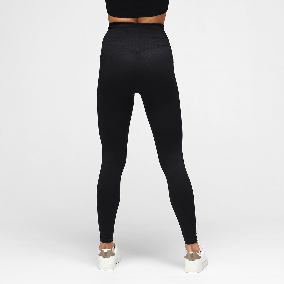 High Waist Black Ribbed Seamless Leggings for Women - Tummy Control Yoga Pants - Perfect for Workout, Running & Casual Wear
