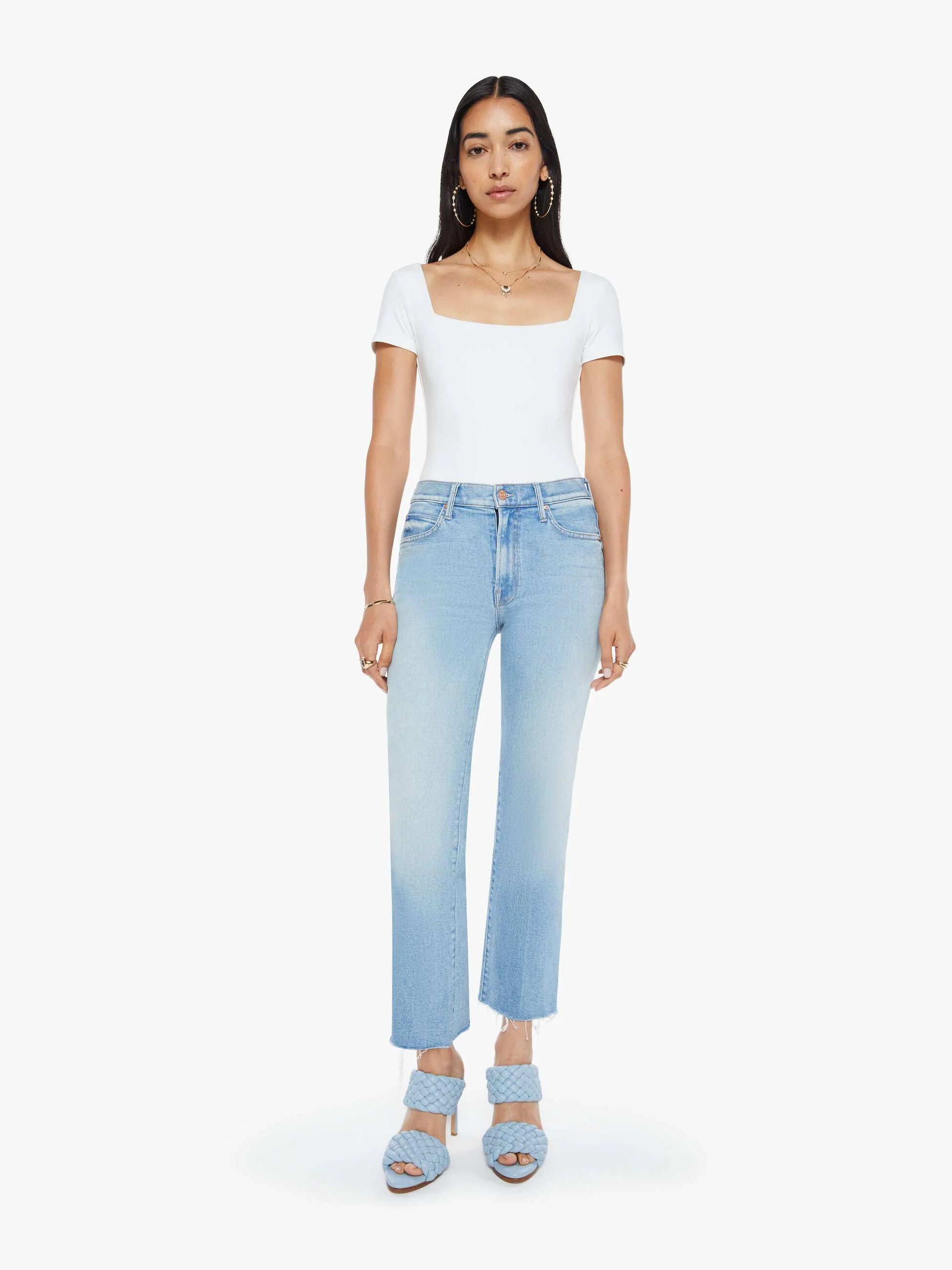 Mother Kick It Ankle Fray Jeans - Trendy Distressed Denim Pants for Women | Perfect for Casual Outfits, Street Style & Night Out