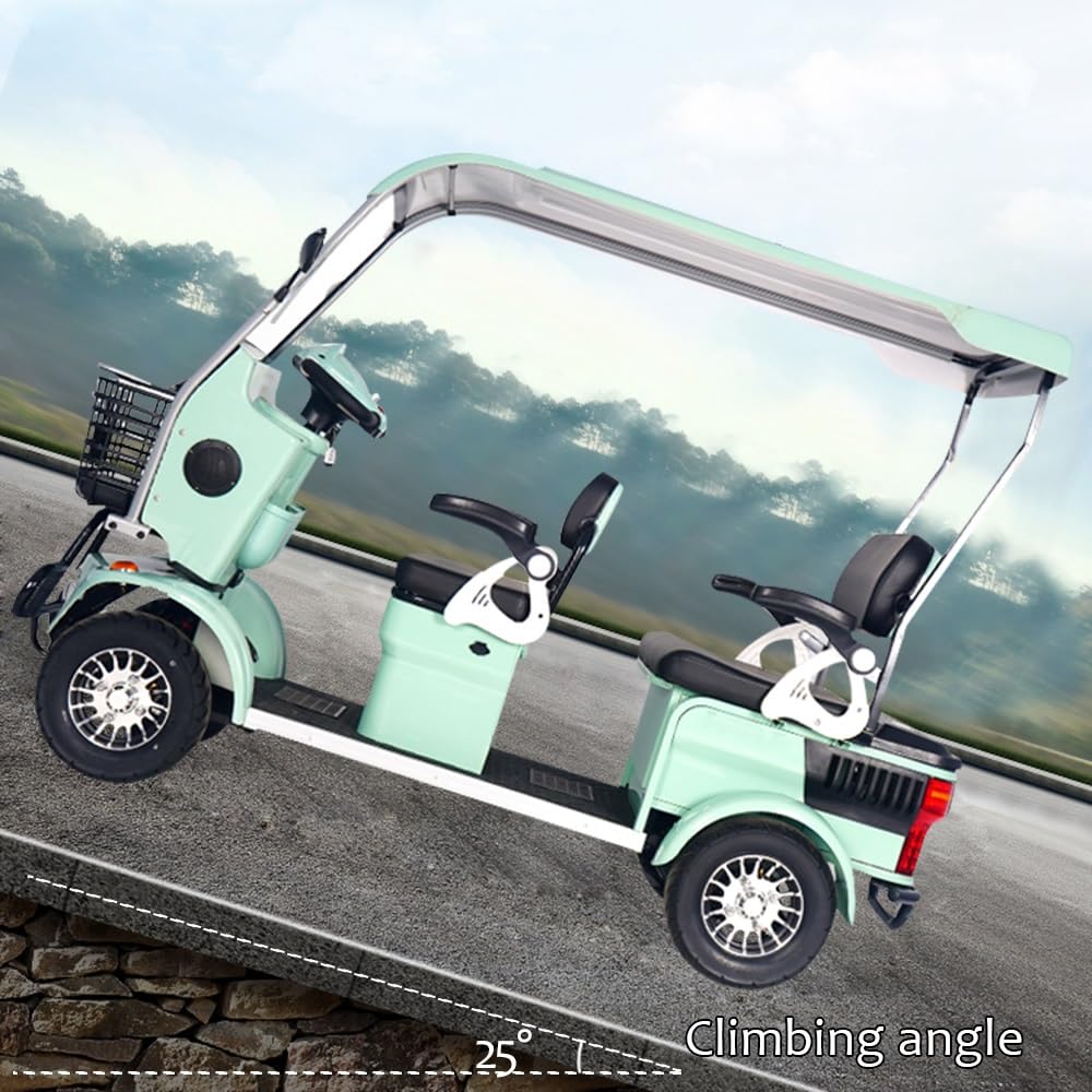 4-Passenger Electric Golf Cart & Scooter - Long Battery Life Mobility Scooter with Triple Storage | Ideal for Seniors, Adults & School Campuses | Perfect for Golf Courses, Retirement Communities & Campus Transportation