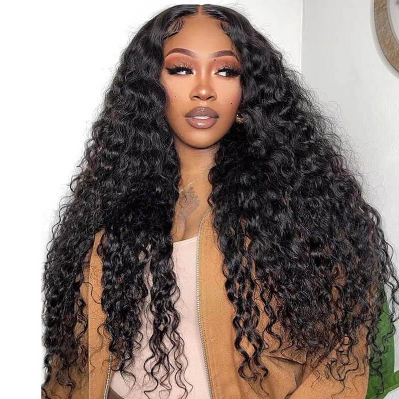 Eullair 9x6 Lace Front Wigs Human Hair - Glueless Pre Plucked Water Wave Wigs with Bye Bye Knots & Pre Cut Lace - Natural Looking Wigs for Black Women - Perfect for Daily Wear, Parties & Special Occasions