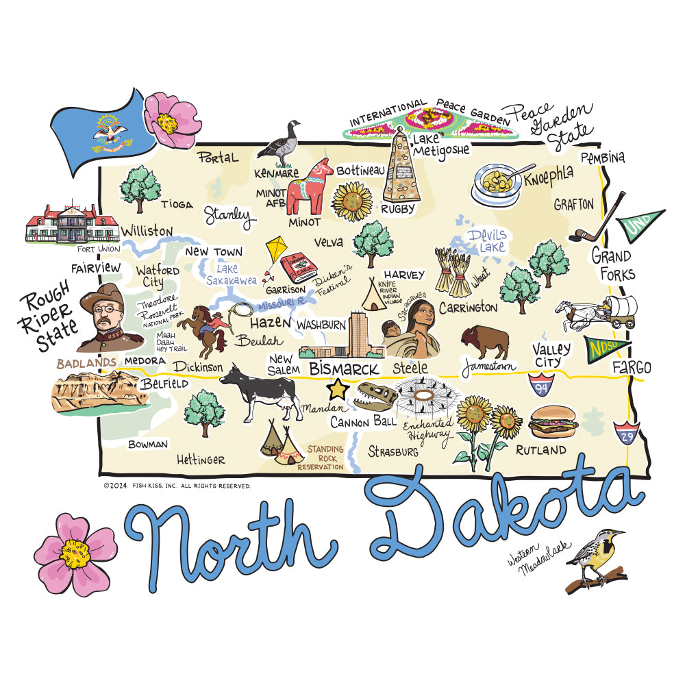 North Dakota Medium Iced Cup Coolie - Insulated Beverage Sleeve for Coffee, Tea & Cold Drinks - Perfect for Road Trips, Picnics & Outdoor Adventures
