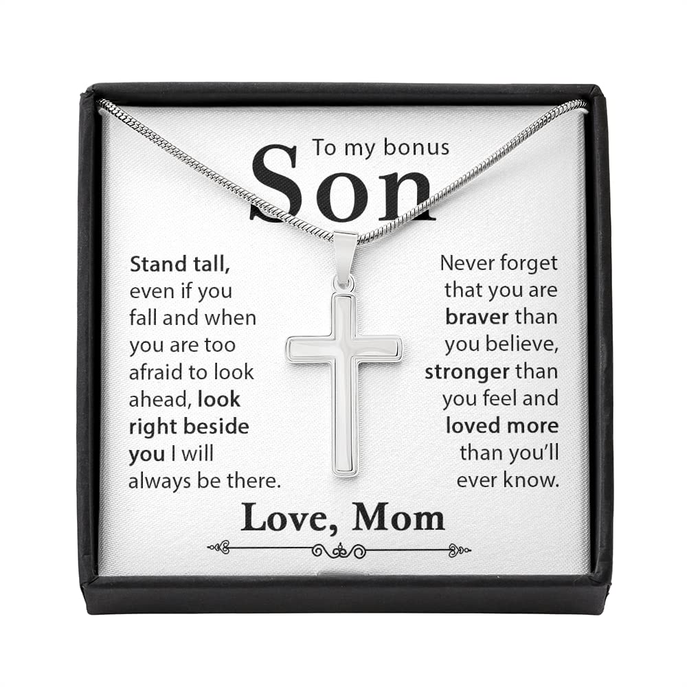 14K White Gold Bonus Son Necklace - Stepchild & Adopted Son Gift for Christmas & Birthdays