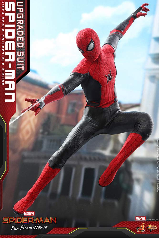 Hot Toys Spider-Man Upgraded Suit 1/6 Scale Action Figure - MMS542 Movie Masterpiece Collectible from Far From Home | Perfect for Marvel Fans, Display & Gift Giving